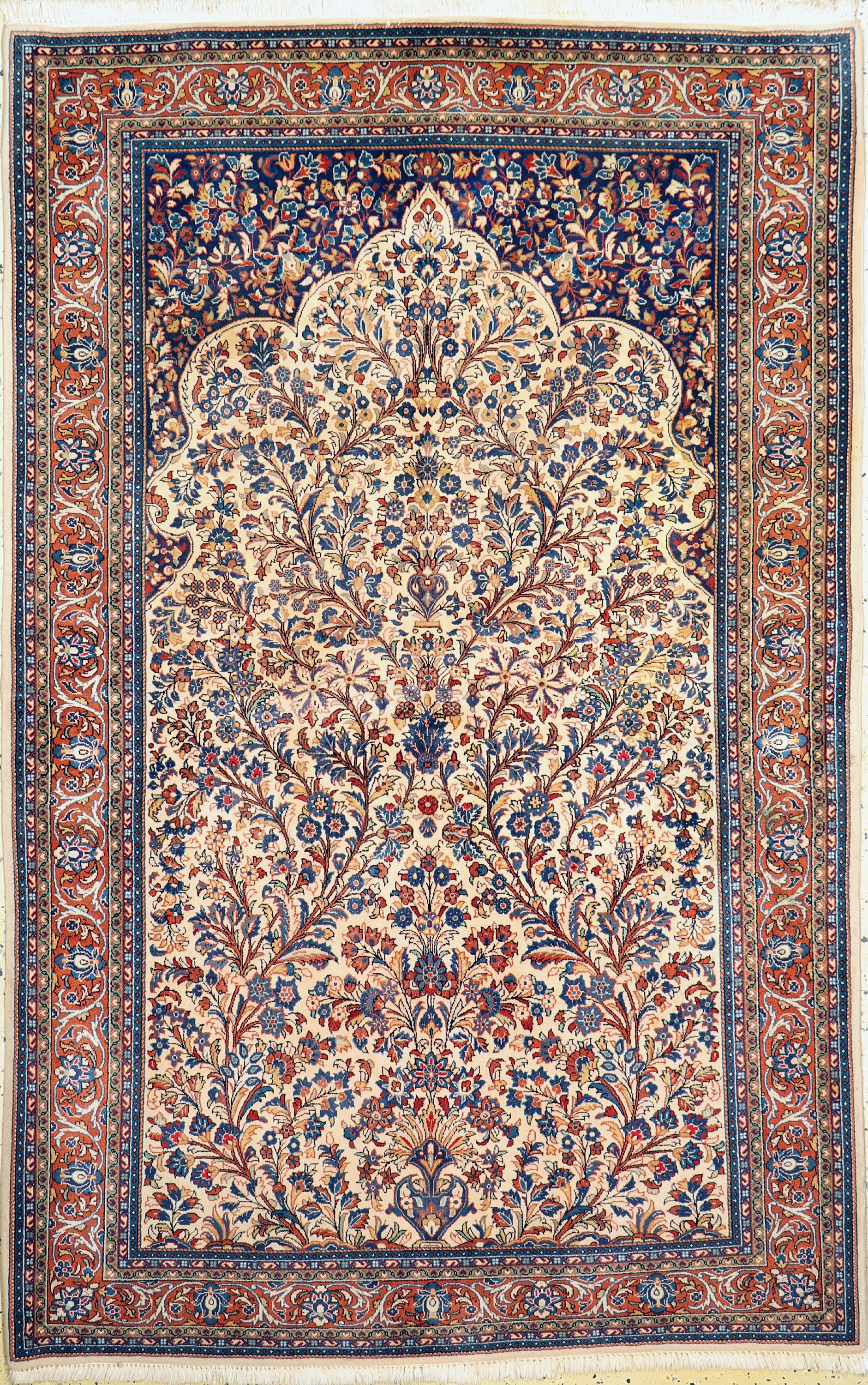 Sarogh Ghiasabad Kork fein, Persien, um 1960, Korkwolle auf Baumwolle, ca. 202 x 130 cm, EHZ: 2(Fleckig)