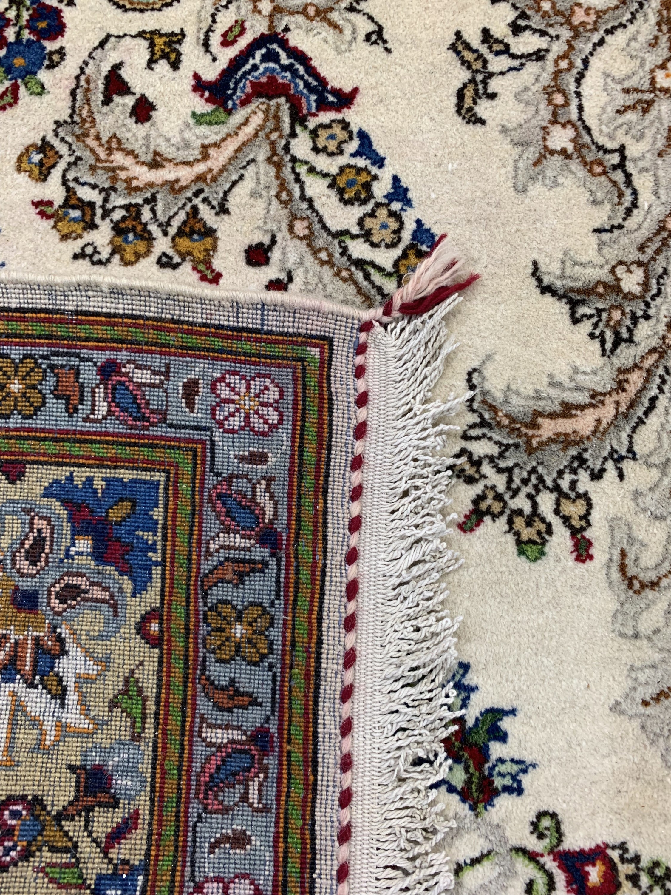 Detail e: Keschan alt signiert, Persien, um 1950, Wolle auf Baumwolle, ca. 222 x 140 cm, EHZ: 1-2