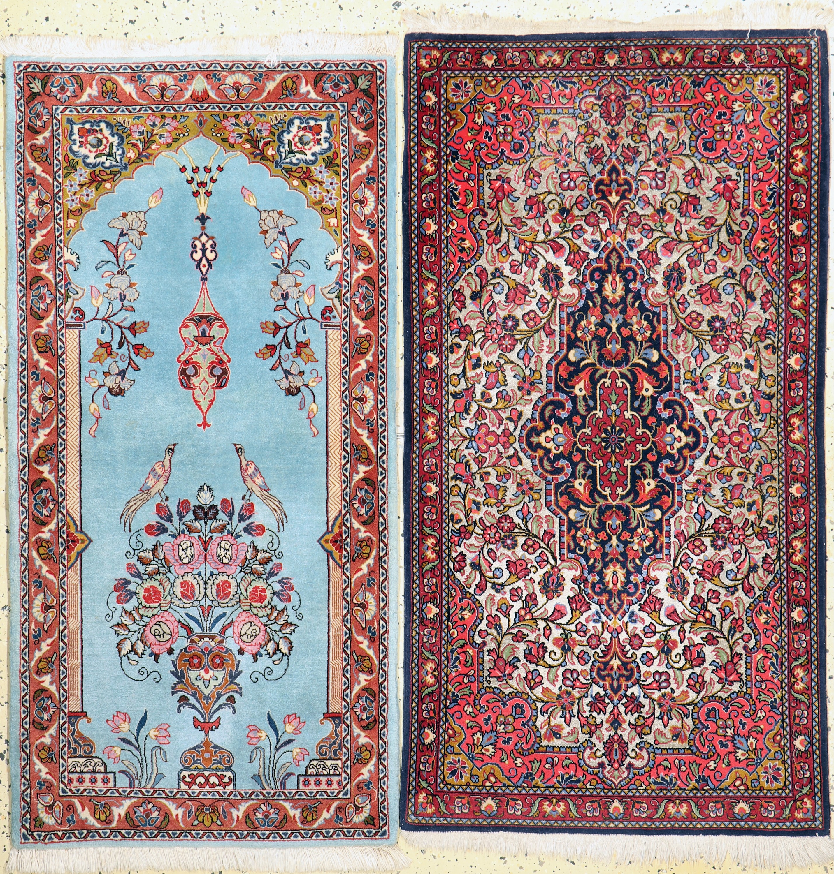 Konvolut aus Ghom Kork(Seidengrund), ca, 140 x 73 cm, Sarogh, Persien, ca. 50 Jahre, Kork wolle auf Baumwolle, ca. 136 x 72 cm, EHZ: 2