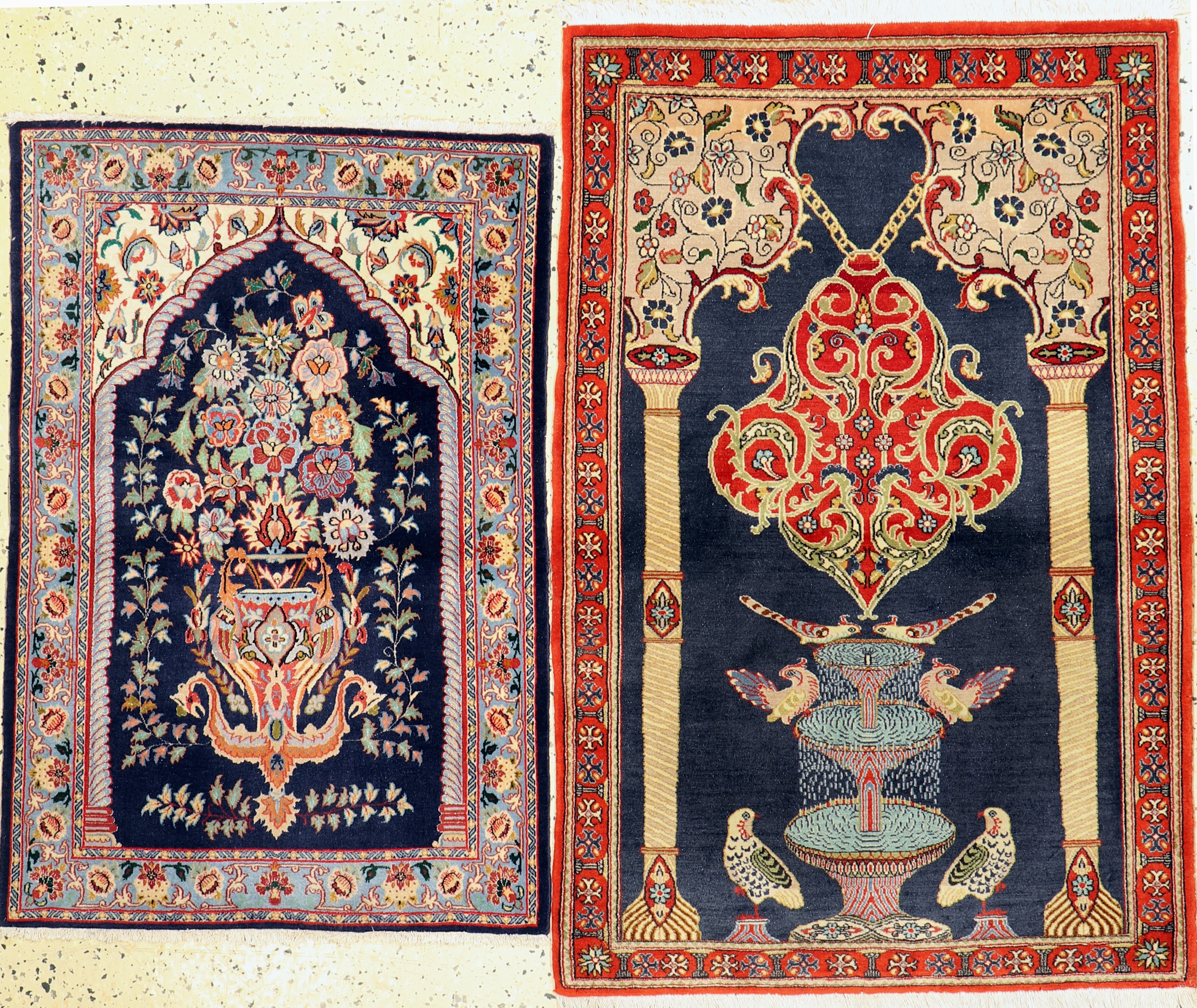 Konvolut aus Esfahan fein, Persien, ca. 50 Jahre, Korkwolle mit und auf Seide, ca. 102 x 67 cm, ca. 1,0 Mio. Kn/qm, EHZ: 2, Ghom Kork, Persien, ca. ...