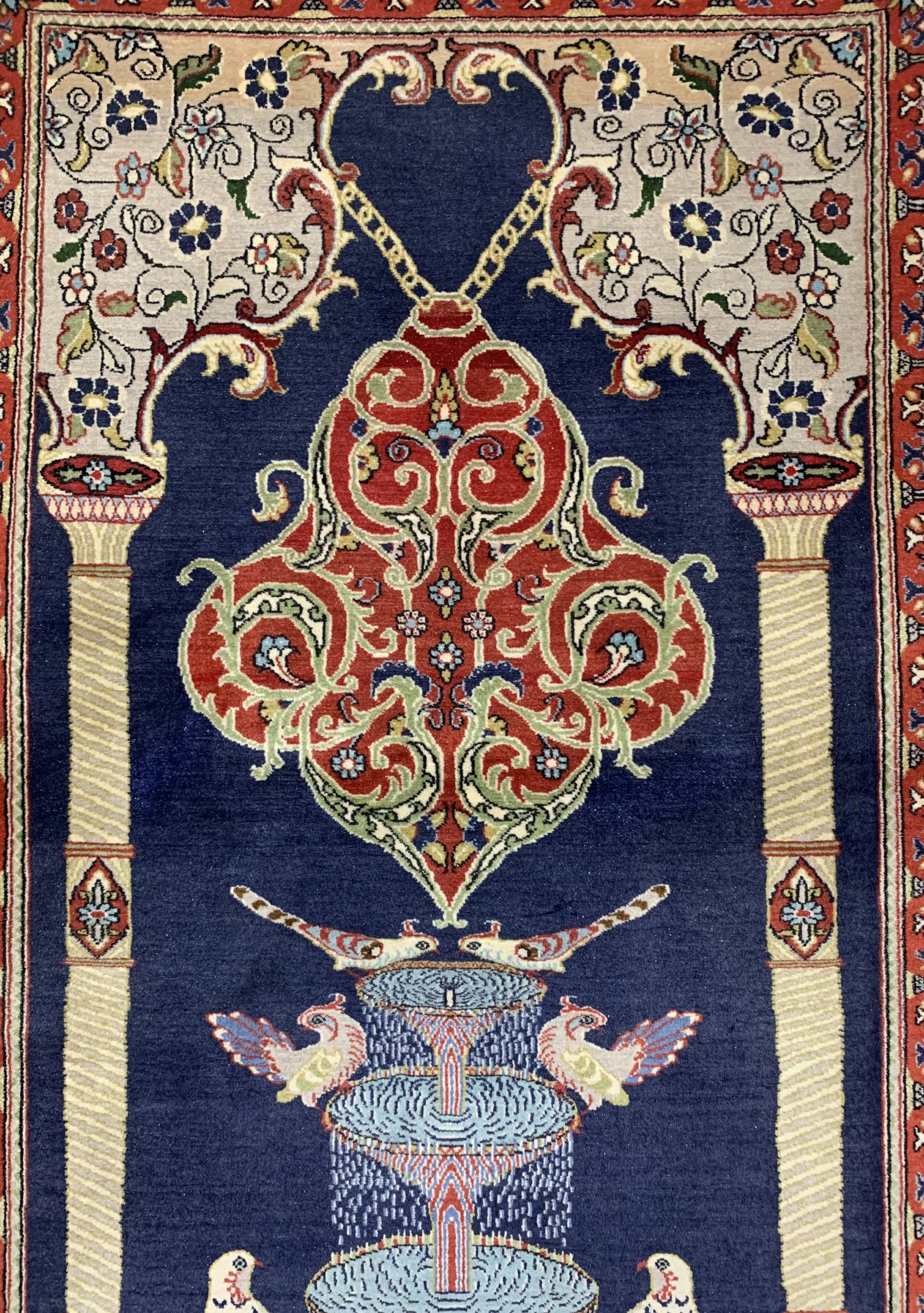 Detail d: Konvolut aus Esfahan fein, Persien, ca. 50 Jahre, Korkwolle mit und auf Seide, ca. 102 x 67 cm, ca. 1,0 Mio. Kn/qm, EHZ: 2, Ghom Kork, Persien, ca. ...
