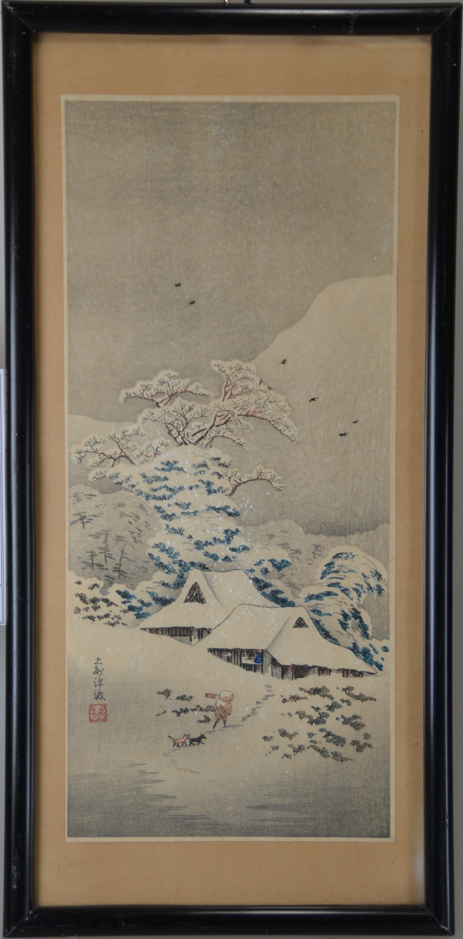 Detail a: Hiroaki Takahashi Shotei, 1871 Tokyo-1945, Japanischer Holzschnittkünstler, Farbholzschnitt mit Weisshöhung, "Sawatari in Joshu", ...