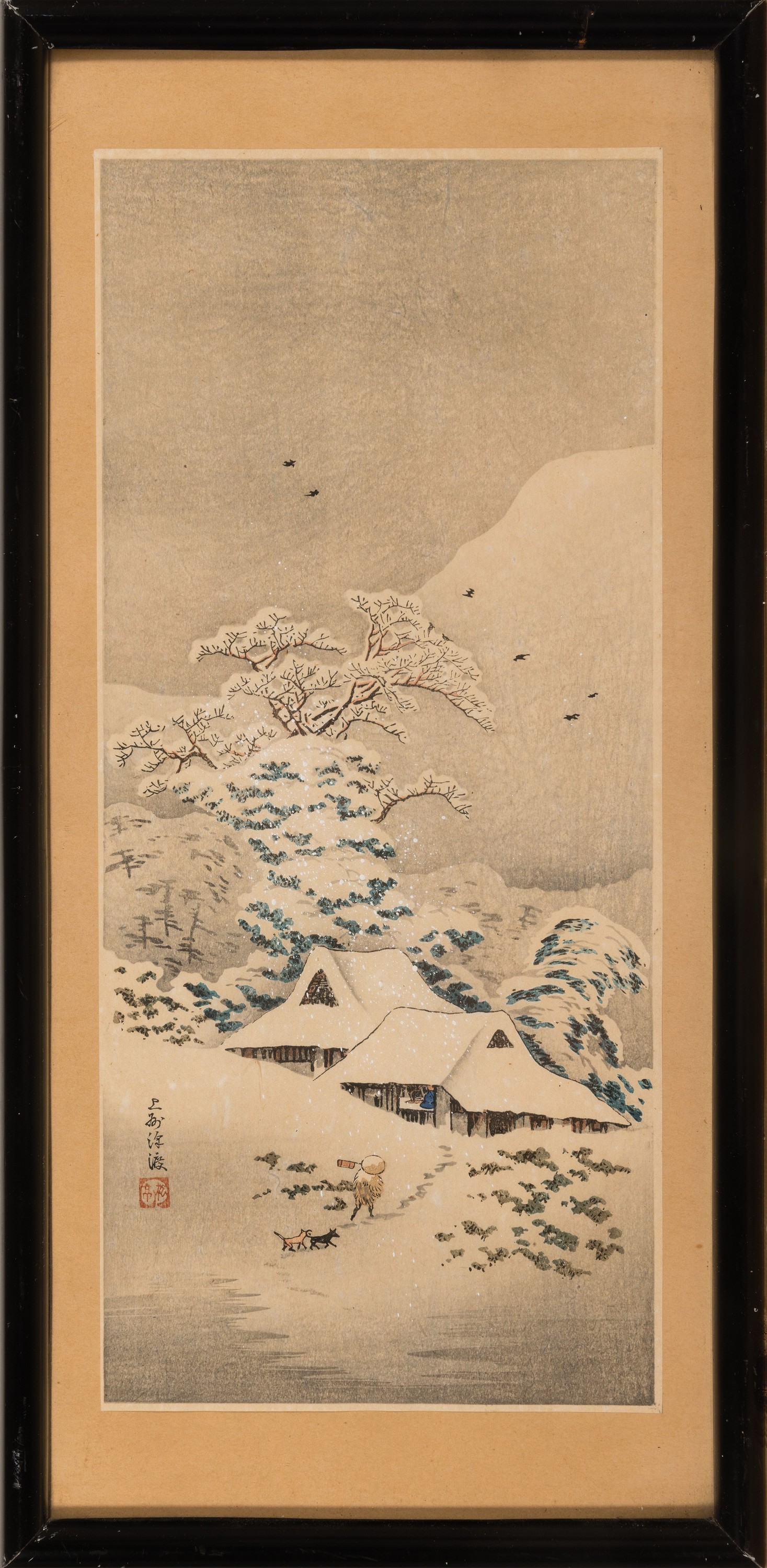 Detail k: Hiroaki Takahashi Shotei, 1871 Tokyo-1945, Japanischer Holzschnittkünstler, Farbholzschnitt mit Weisshöhung, "Sawatari in Joshu", ...