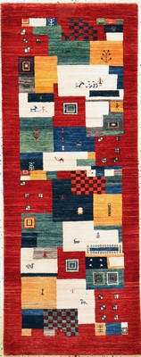 Image 26740815 - Gabbeh fine Loribaft, Persia, approx. 30 years, corkwool on wool, approx. 196 x 77 cm, condition: 1-2. Rugs, Carpets & Flatweaves