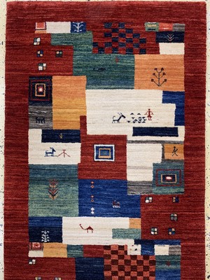26740815b - Gabbeh fine Loribaft, Persia, approx. 30 years, corkwool on wool, approx. 196 x 77 cm, condition: 1-2. Rugs, Carpets & Flatweaves