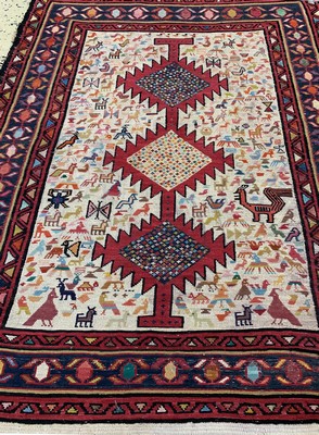 26740833a - Mixed lot of 4 Poschti, silk Mauri Afganistan,approx. 90 x 60 cm, Bukhara & Yerevan, Russia,approx. 90 x 60 cm, Sumakh, Persia, approx. 90x 60 cm, condition: 2. Rugs, Carpets & Flatweaves