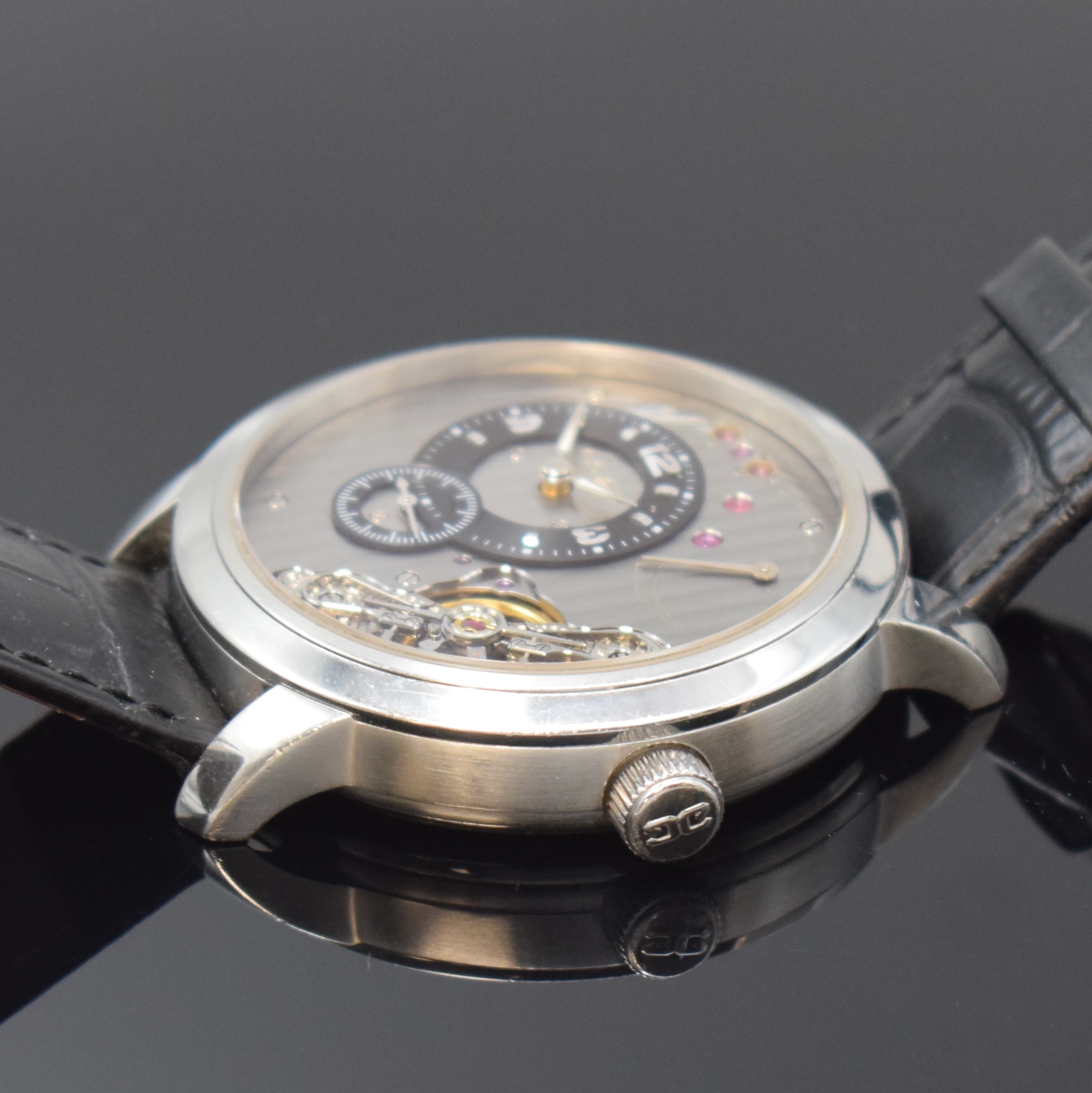 Detail c: GLASHÜTTE Original PanoInverse Herrenarmbanduhr in Stahl, Deutschland um 2020, Handaufzug, beids. vergl. Geh. inkl. neutr. Lederband m. orig. dopp. ...