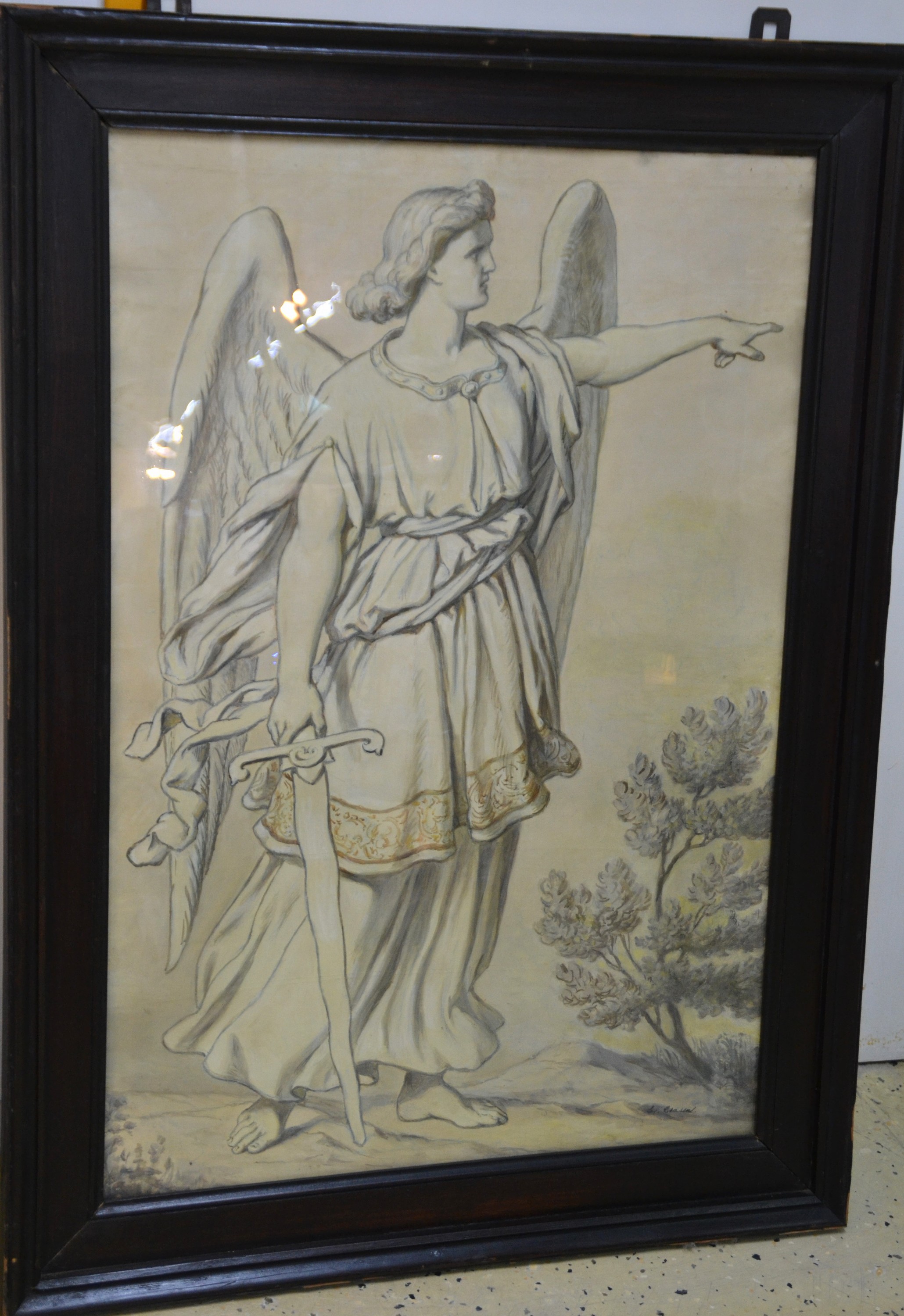 Detail b: Lorenz Clasen, 1812 Düsseldorf-1886 Leipzig, 5 grossformatige Kartons zu Kirchenausmalungen, diese z.T. bereits gelocht, Aquarell mit ...