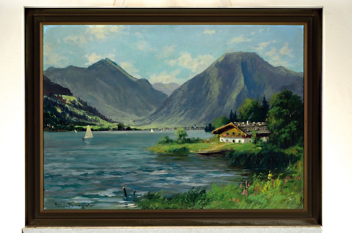 Detail k: Carl Müller-Baumgarten, 1879 Leipzig-1964 München, Landschaft am Chiemsee, Öl/Lwd, links unten sign., ca. 50x70cm, R. ca. 58x78cm