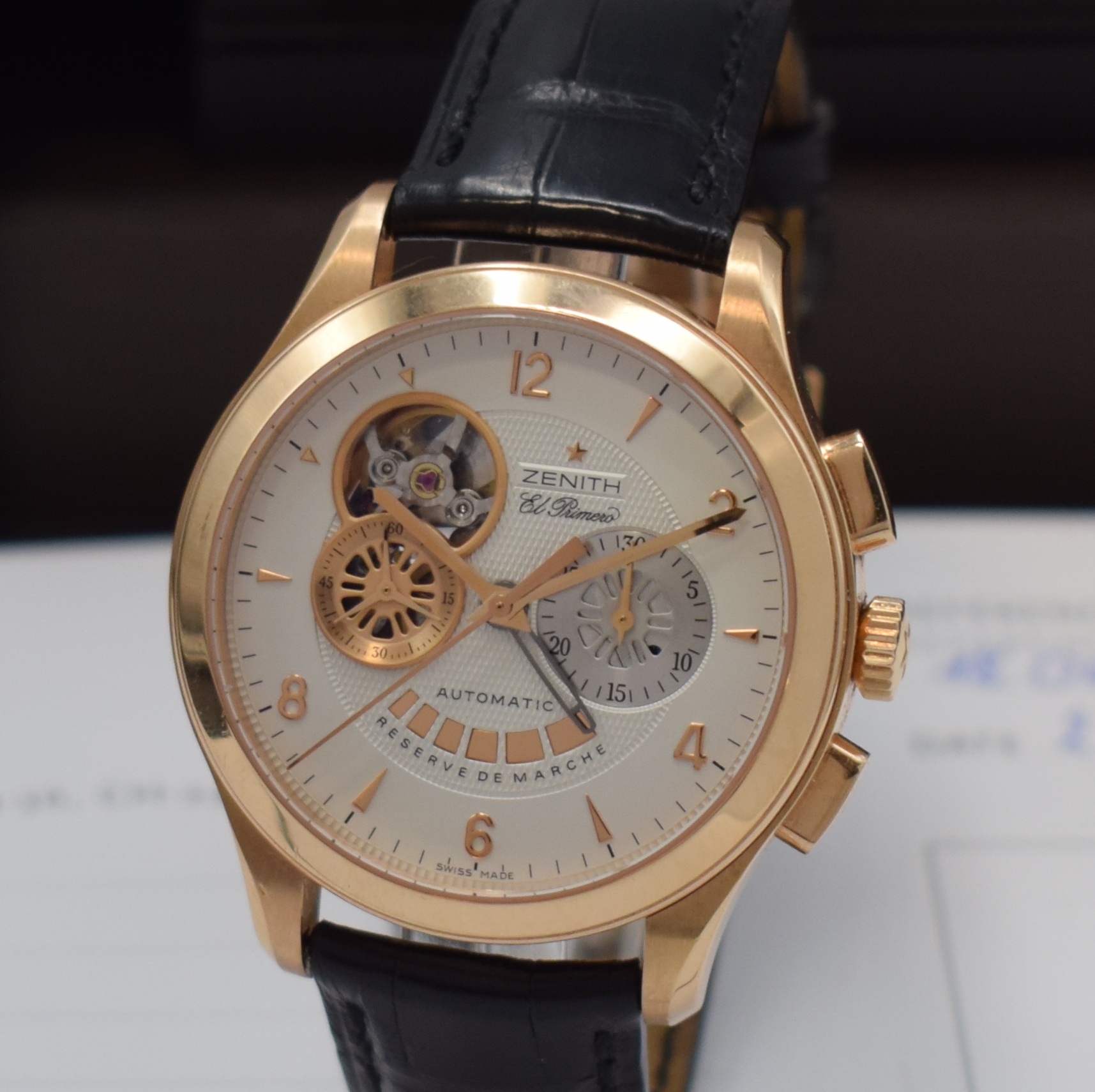 Detail a: ZENITH El Primero Class Schaltradchronograph in RG 750/000 Referenz 18.0510.4021, Schweiz verk. lt. beil. Pap. 10/2008, Automatik, beids. vergl. Geh. ...
