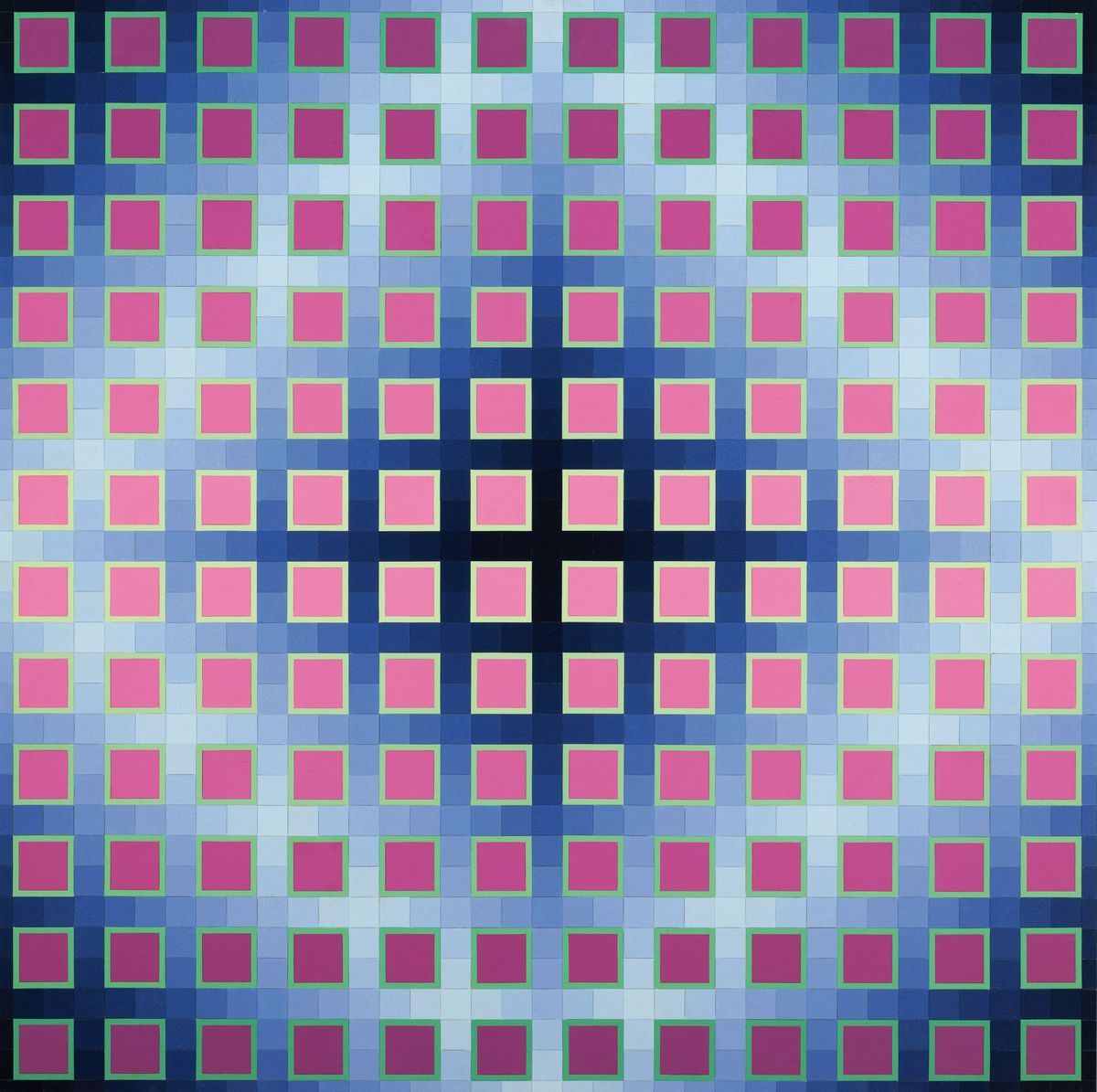 Klaus Wendel, 1935 Wollmesheim-2005, Gitterquadrat J3, rückseitig so betitelt und 1970 und signiert, Acryl auf Hartfaser, ca. 74x74cm, R. ca. ...