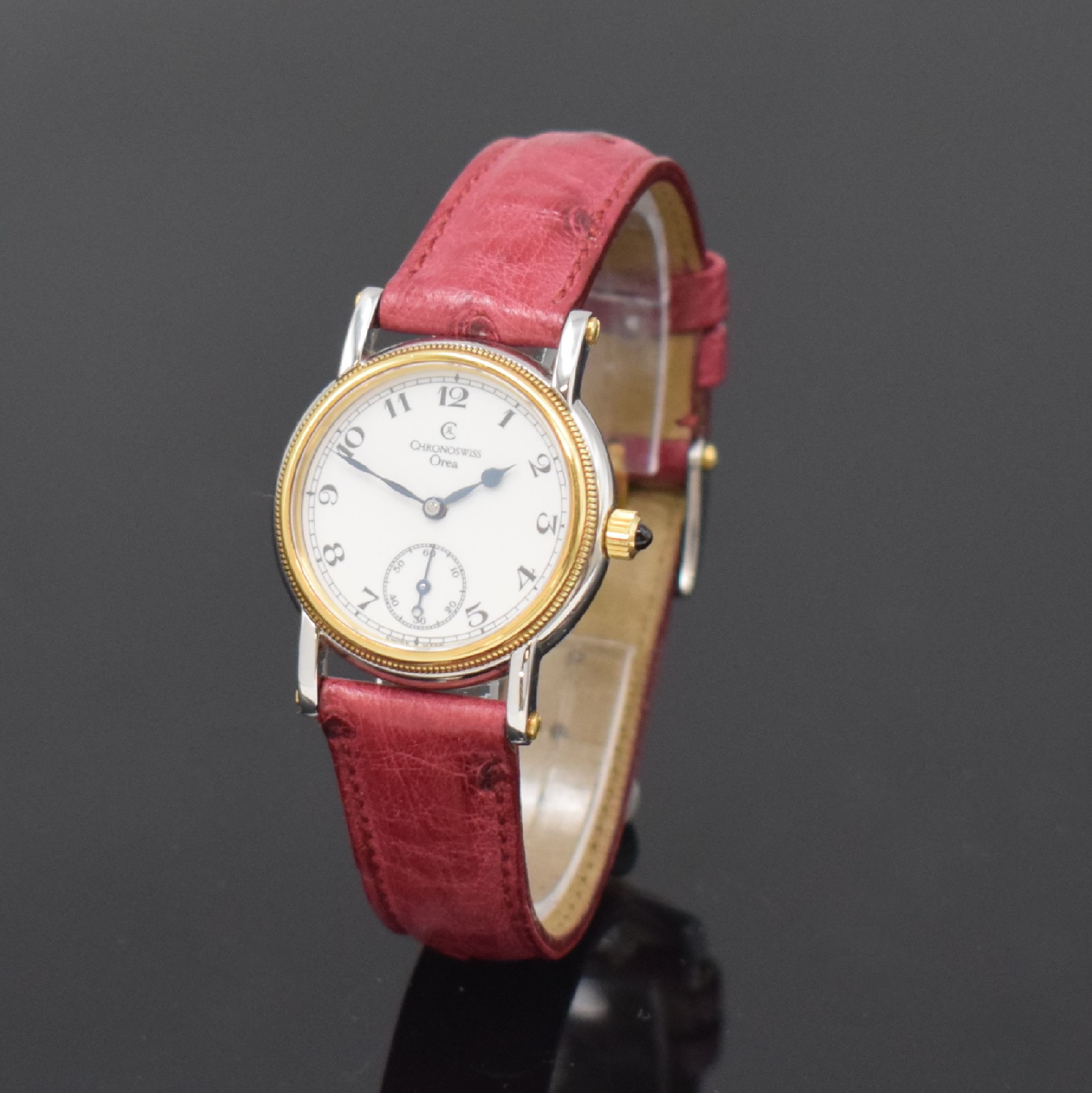CHRONOSWISS Damenarmbanduhr Orea in Stahl/Gold Referenz CH7162, Schweiz um 2010, Edelstahl/Gold kombiniert inkl. orig. Lederband m. orig. Dornschl., ...
