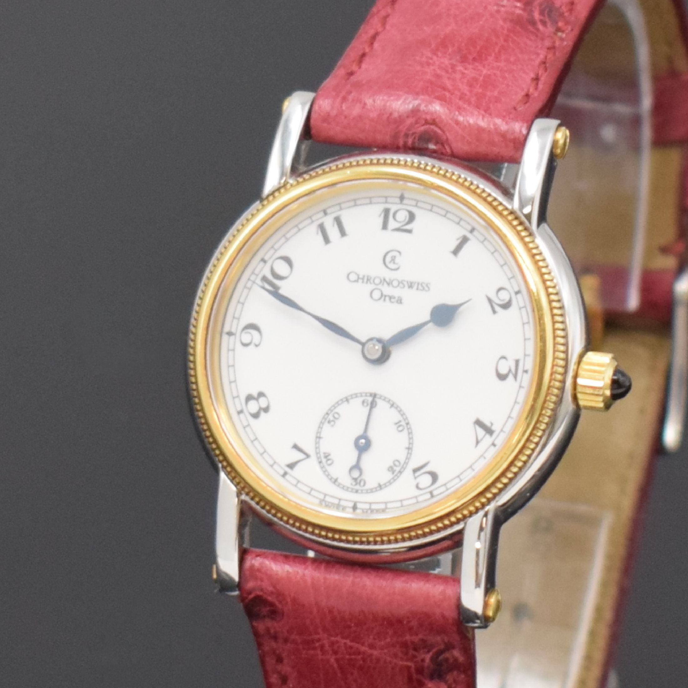 Detail a: CHRONOSWISS Damenarmbanduhr Orea in Stahl/Gold Referenz CH7162, Schweiz um 2010, Edelstahl/Gold kombiniert inkl. orig. Lederband m. orig. Dornschl., ...