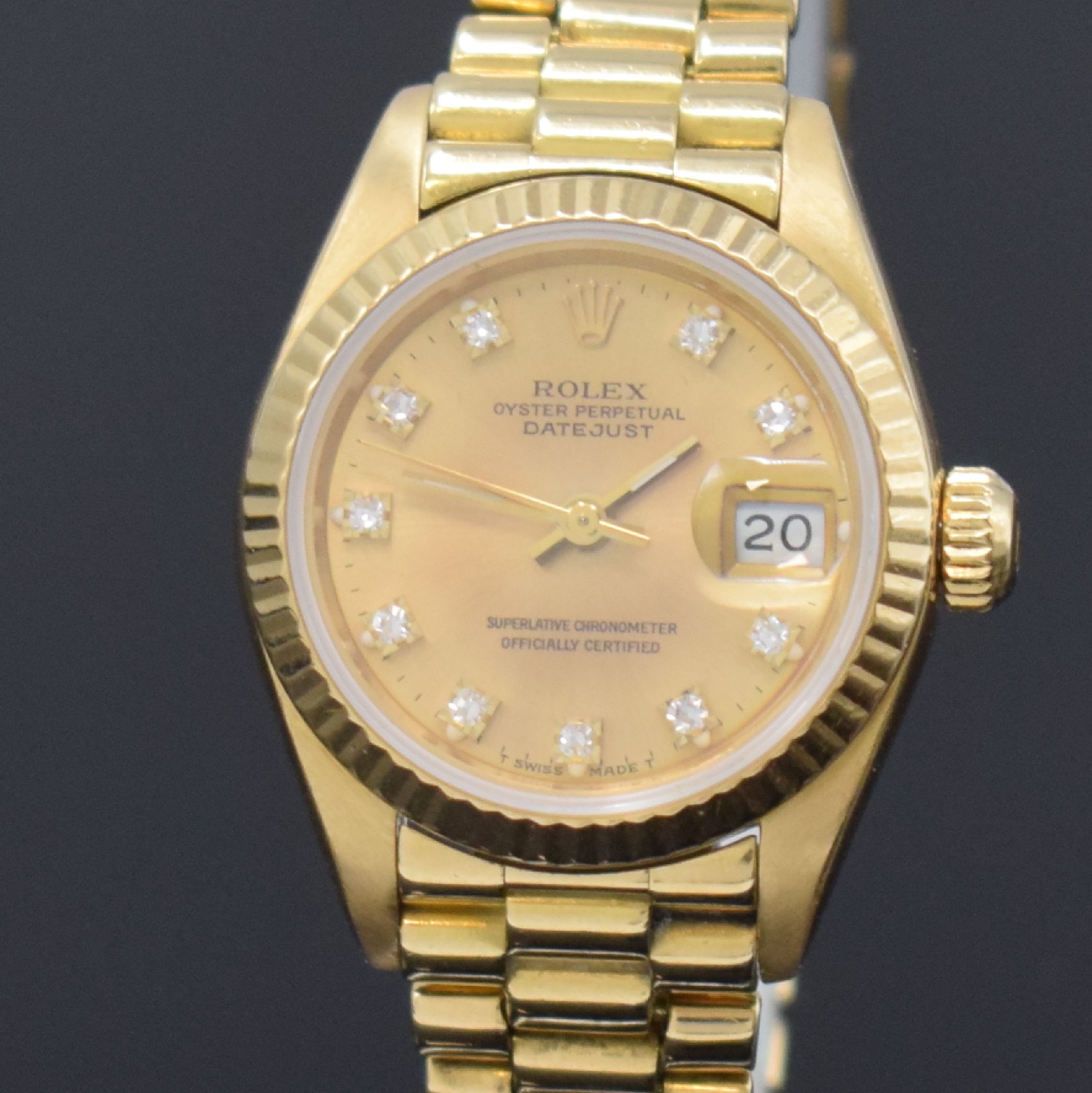 Detail a: ROLEX Damenarmbanduhr Oyster Perpetual Datejust Referenz 69178, Schweiz um 1986, Chronometer der Superlative in GG 750/000 inkl. Präsidentband m. ...