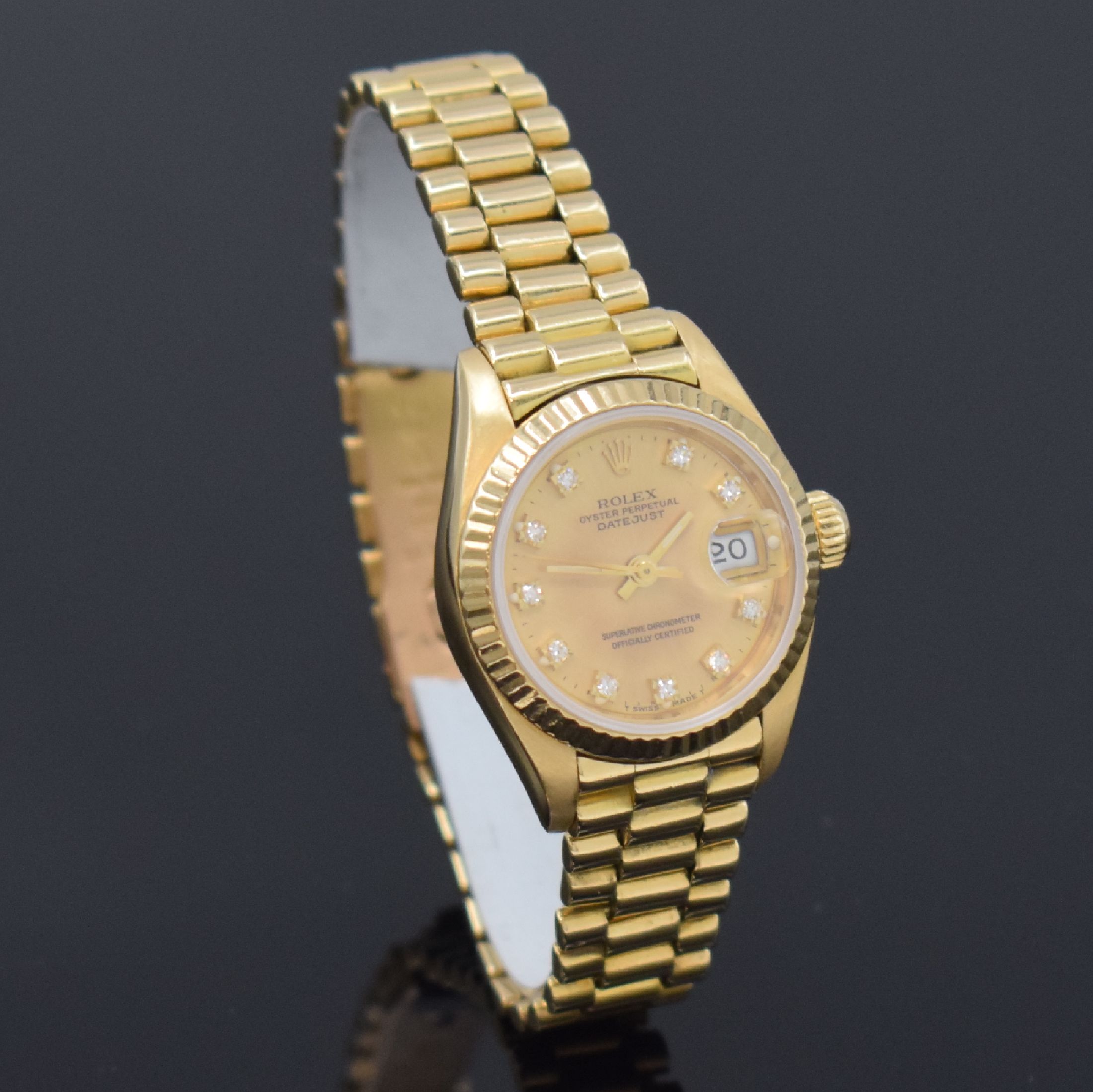 Detail b: ROLEX Damenarmbanduhr Oyster Perpetual Datejust Referenz 69178, Schweiz um 1986, Chronometer der Superlative in GG 750/000 inkl. Präsidentband m. ...