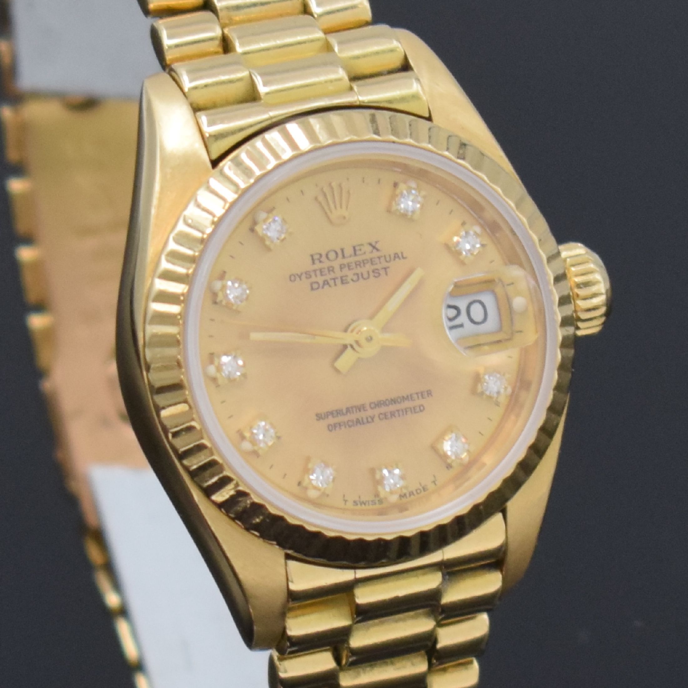 Detail c: ROLEX Damenarmbanduhr Oyster Perpetual Datejust Referenz 69178, Schweiz um 1986, Chronometer der Superlative in GG 750/000 inkl. Präsidentband m. ...
