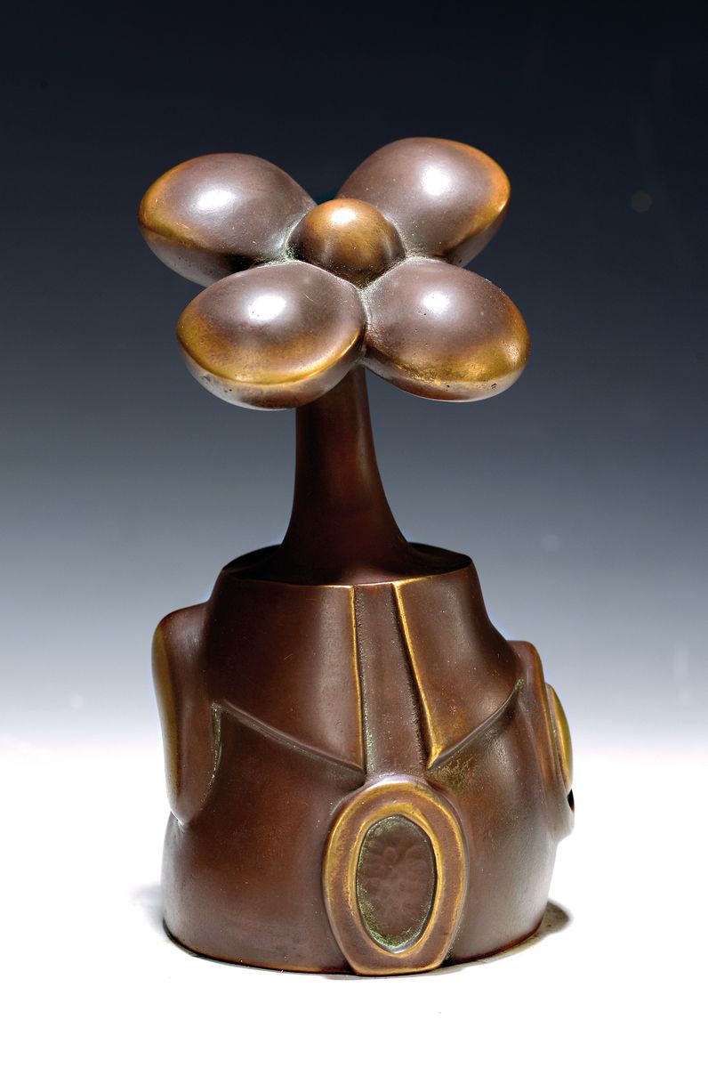 Otmar Alt, geb. 1940 Wernigerode, Bronze, "Blume", Ed 42/75, signiert, Bildgießerei Kraas Berlin, Alterssp., H. 14,5 cm