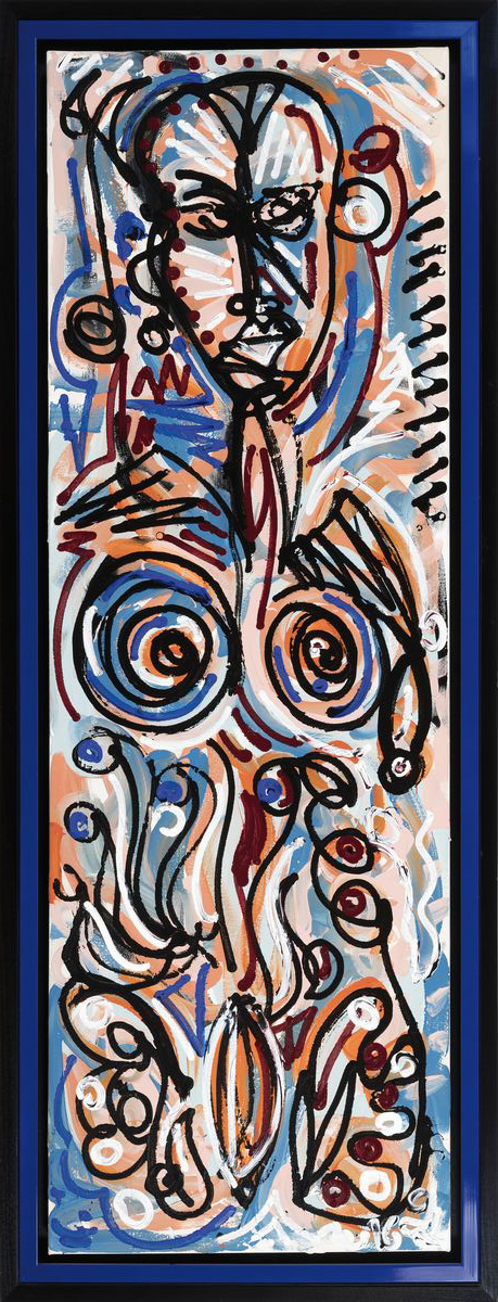 Detail k: Leon Löwentraut, geb. 1998 Kaiserslautern, Naked, Acryl auf Lwd, rückseitig betitelt, signiert, dat. 2016, rückseitig mit Widmung von 2017, ca. ...