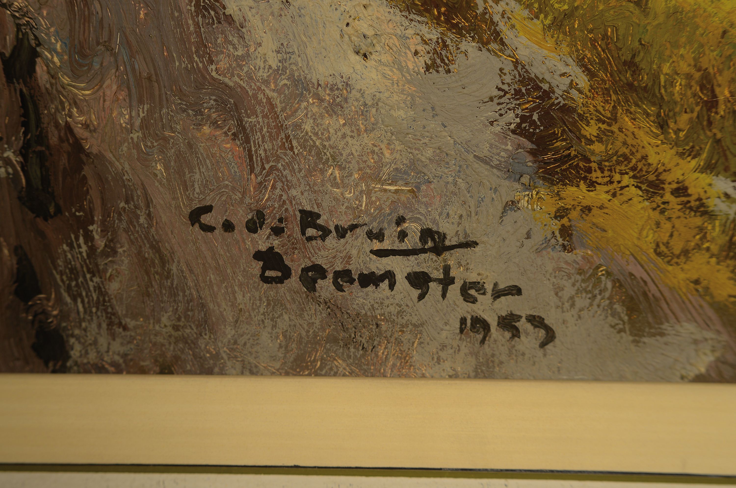 Detail l: Cornelis de Bruin, 1931-1984, Holländische Landschaft mit Windmühle, Öl/Lwd, rechts unten sign., dat. 59 und bez. Beemster, ca. 58x78cm, R. ca. ...