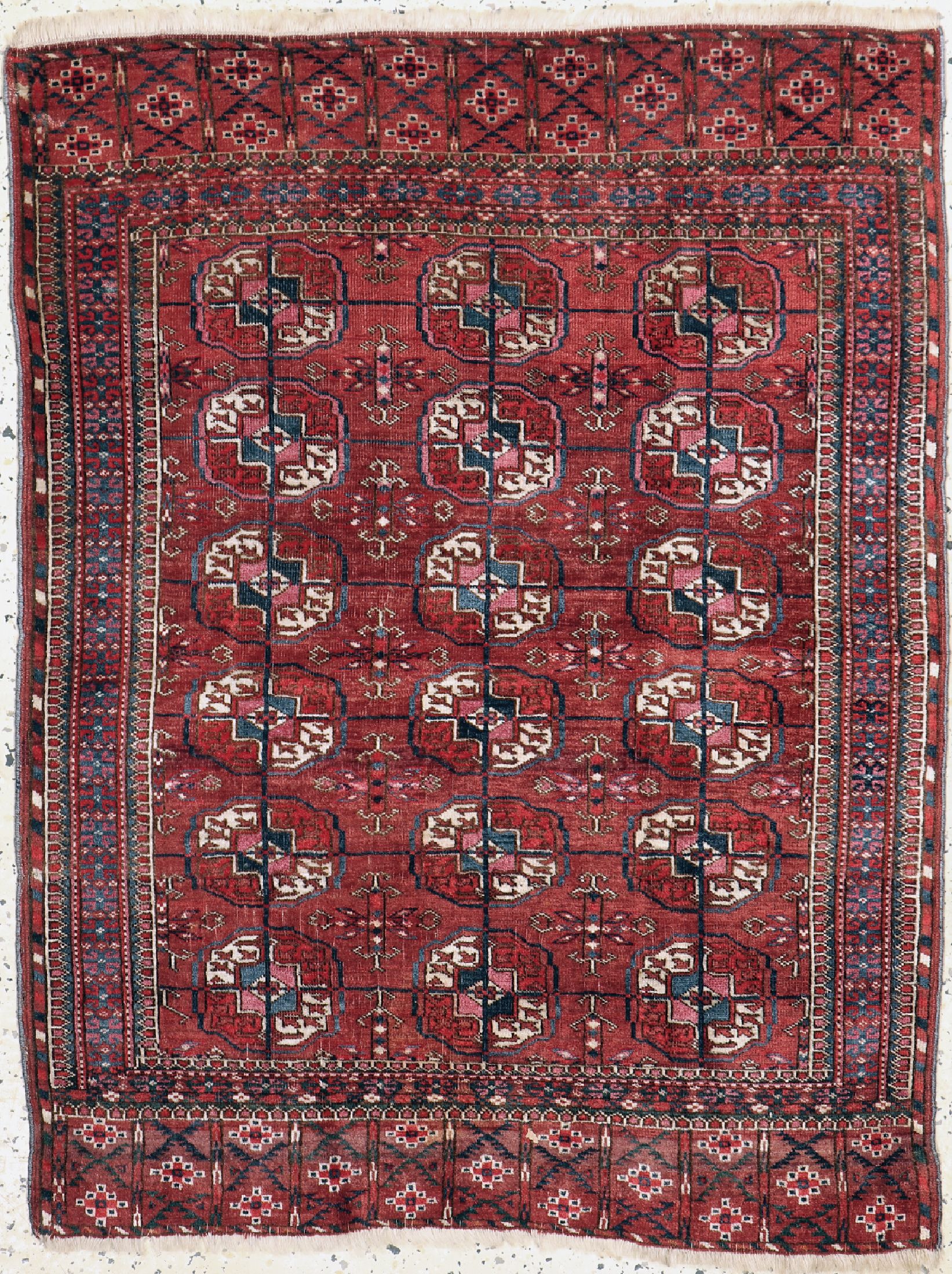 Antiker Herdteppich, Turkmenistan, 19.Jhd, Wolle auf Wolle, ca. 120 x 91 cm, EHZ: 3
