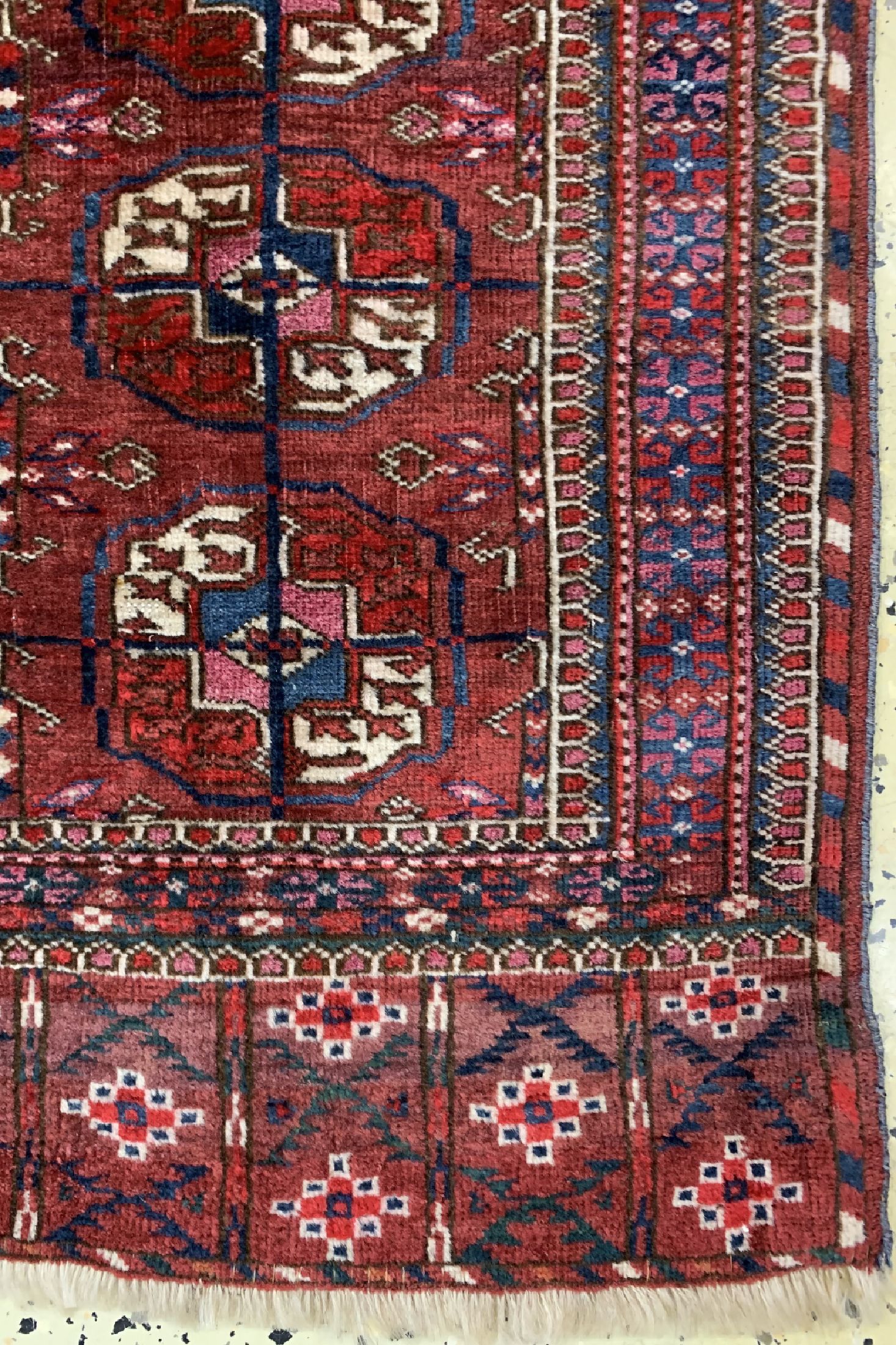 Detail a: Antiker Herdteppich, Turkmenistan, 19.Jhd, Wolle auf Wolle, ca. 120 x 91 cm, EHZ: 3