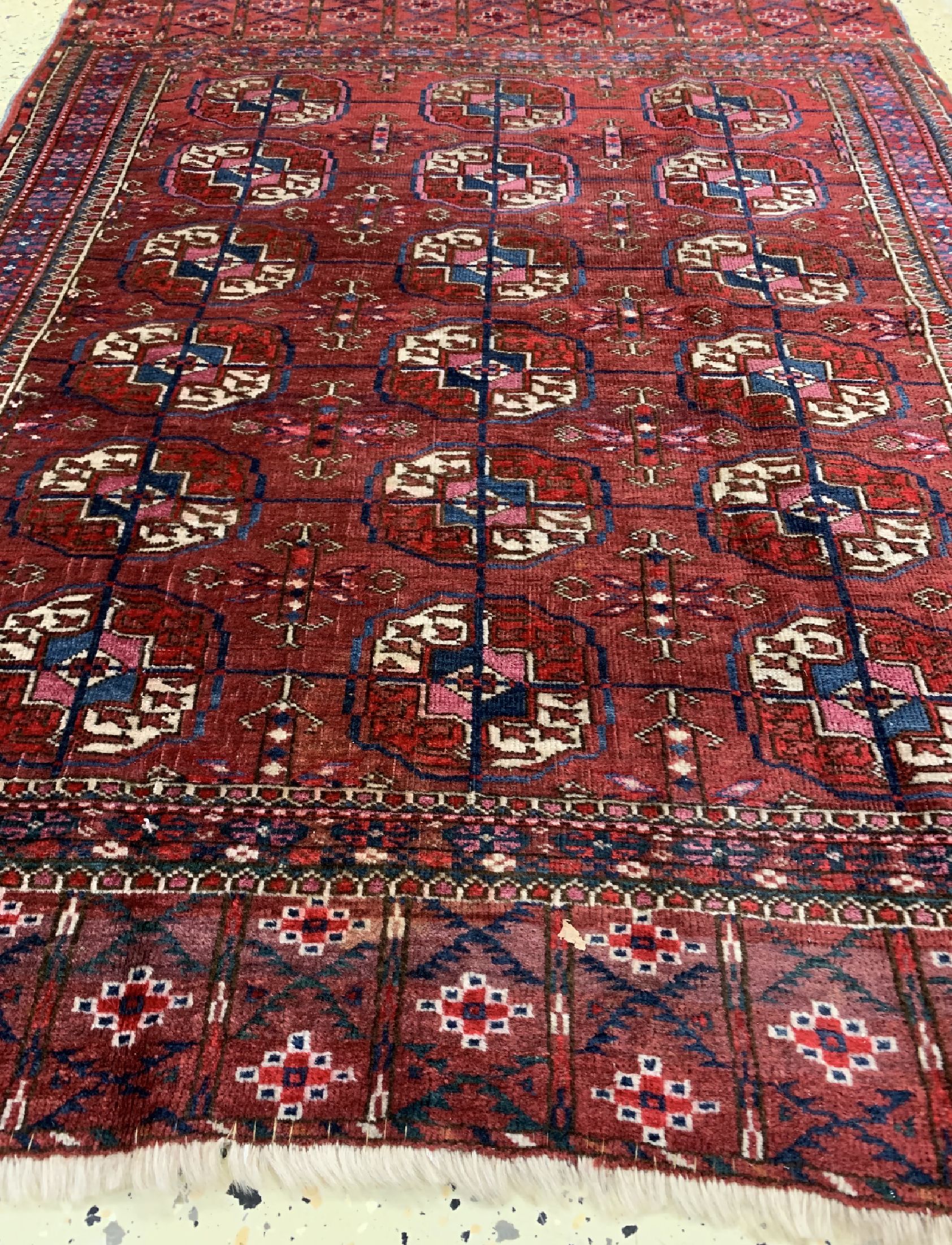 Detail d: Antiker Herdteppich, Turkmenistan, 19.Jhd, Wolle auf Wolle, ca. 120 x 91 cm, EHZ: 3