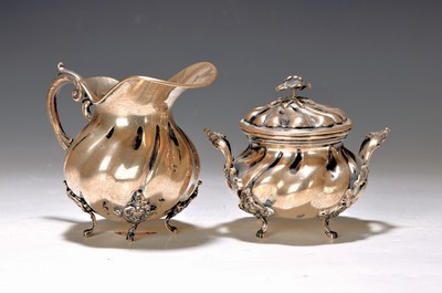 Image 26741993 - Milk jug and sugar bowl, Italy, 800 silver, baroque style, twisted, height approx. 11 or 10cm, total approx. 500 g.