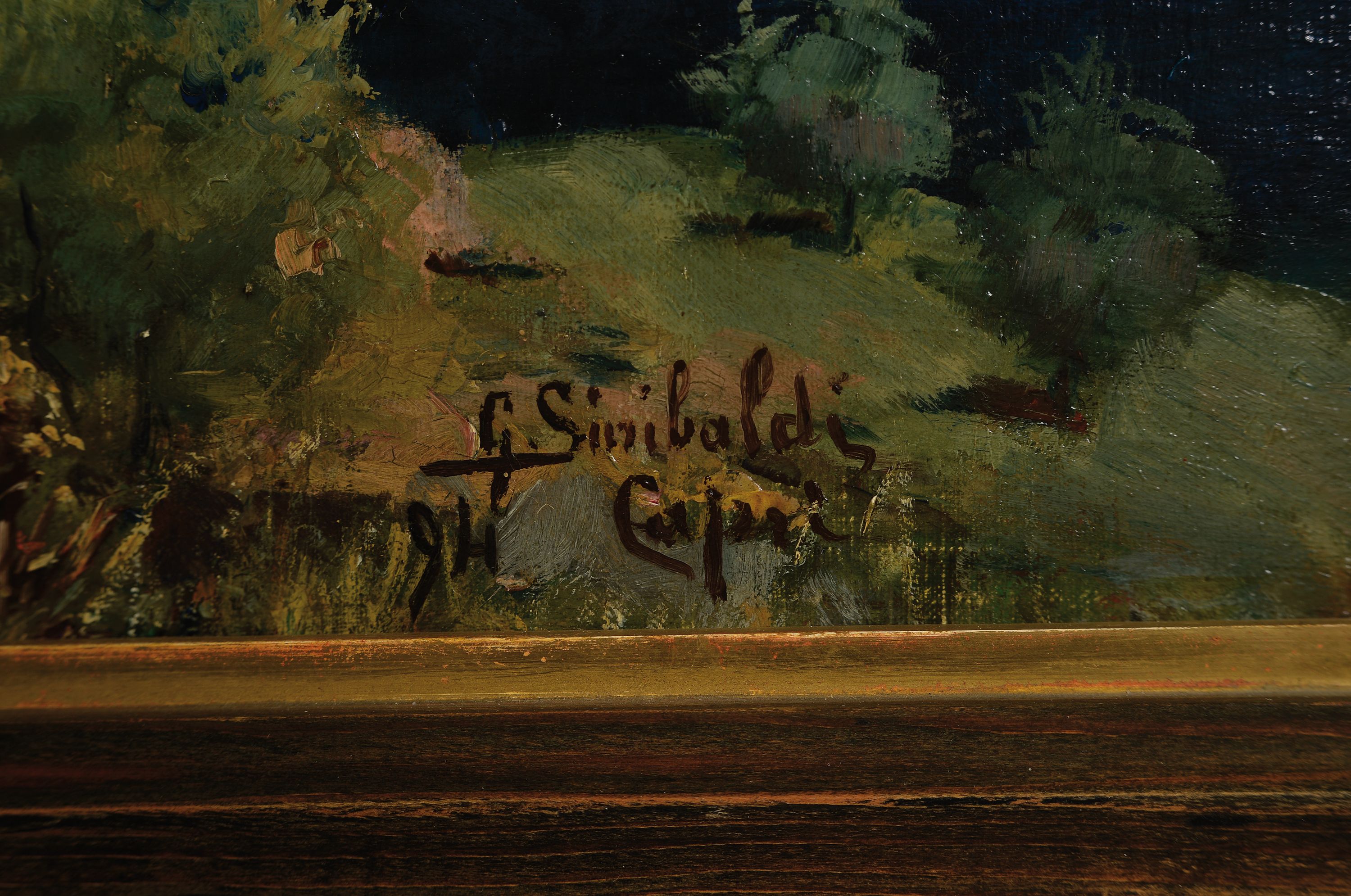 Detail l: G. Grimaldi, italienischer Künstler des frühen 20.Jh., Ansicht von Capri, wohl Blick auf die Faraglioni-Felsen, rechts unten signiert und ...