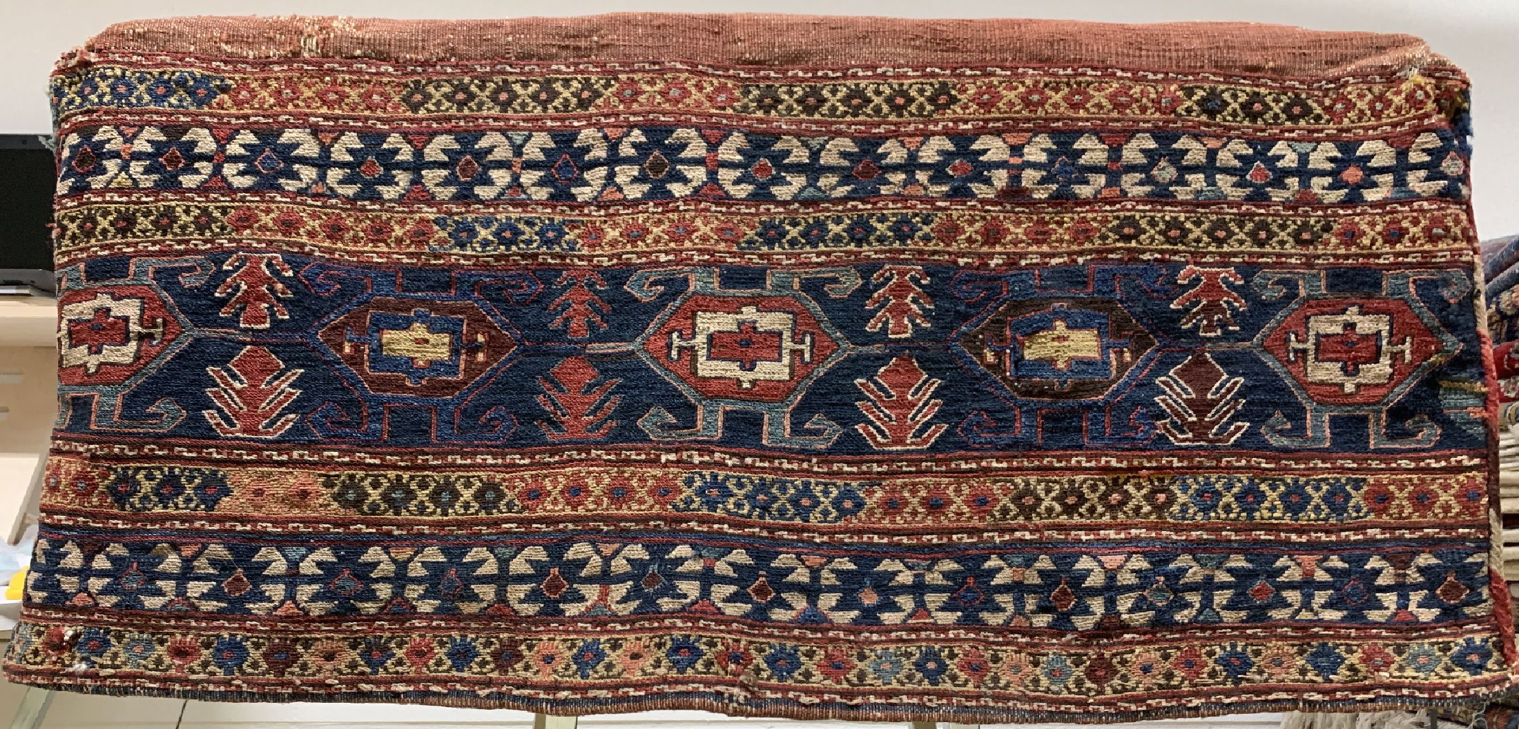 Komplette Mafrash, Persien, um 1900, Wolle auf Wolle, 90 x 43 x 40 cm, EHZ: 2, kleines Loch