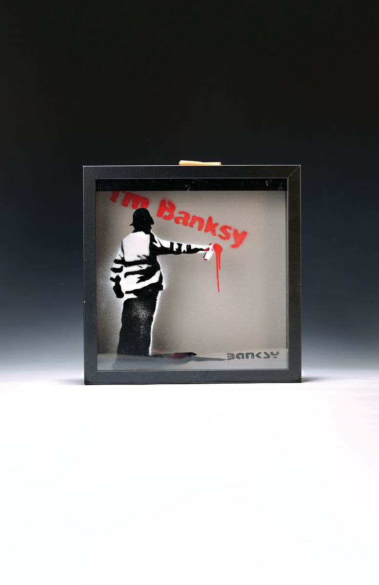 Banksy, Dismal Shadow Box von 2015, Objektkasten, Sprayer-I'm Banksy, rückseitig sign.: Banksy is Dismal, ca. 27x27x6cm, num. 6/10, mit ...