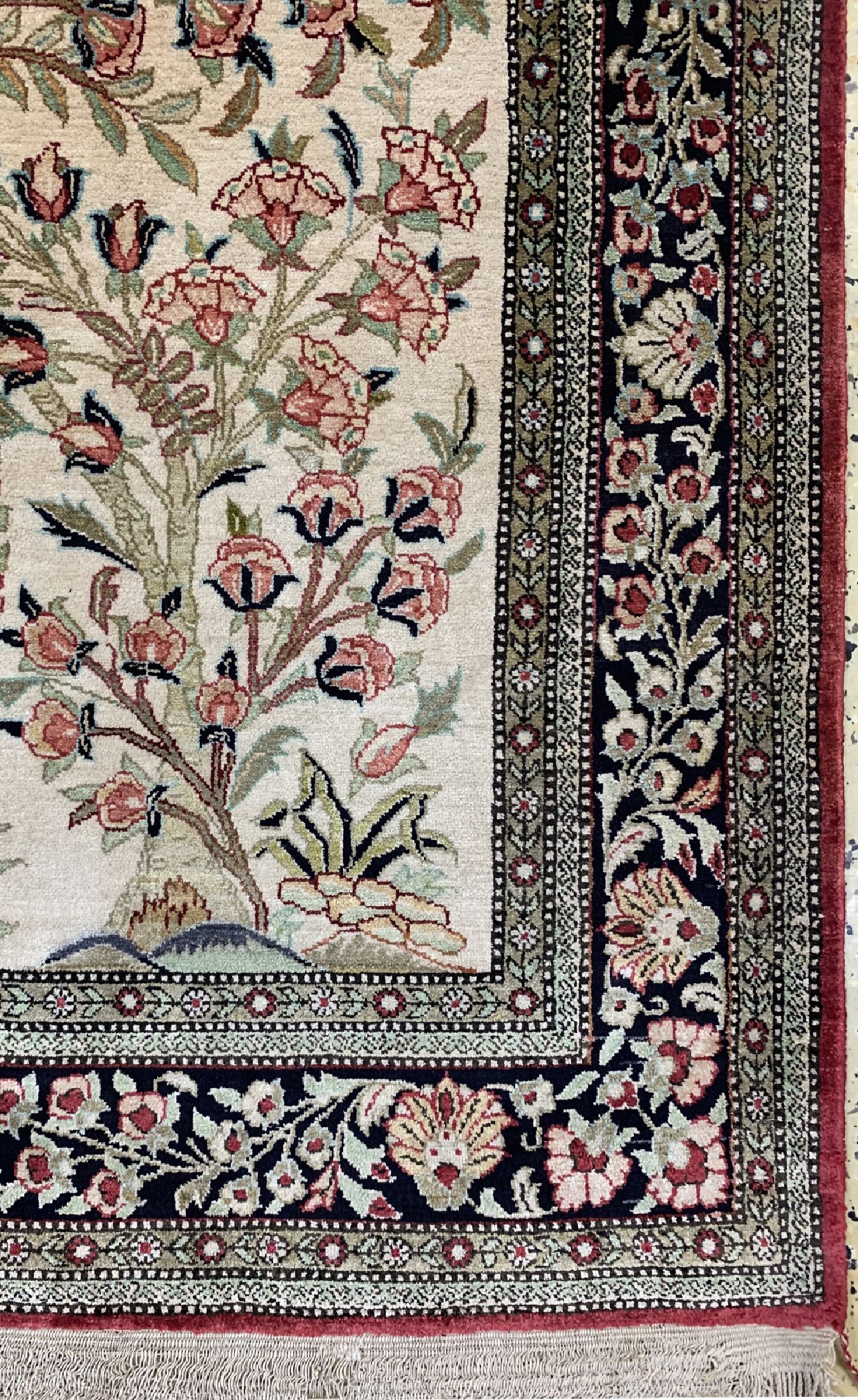 Detail a: Ghom Seide, Persien, um 1950, reine Naturseide, ca. 158 x 105 cm, EHZ: 2