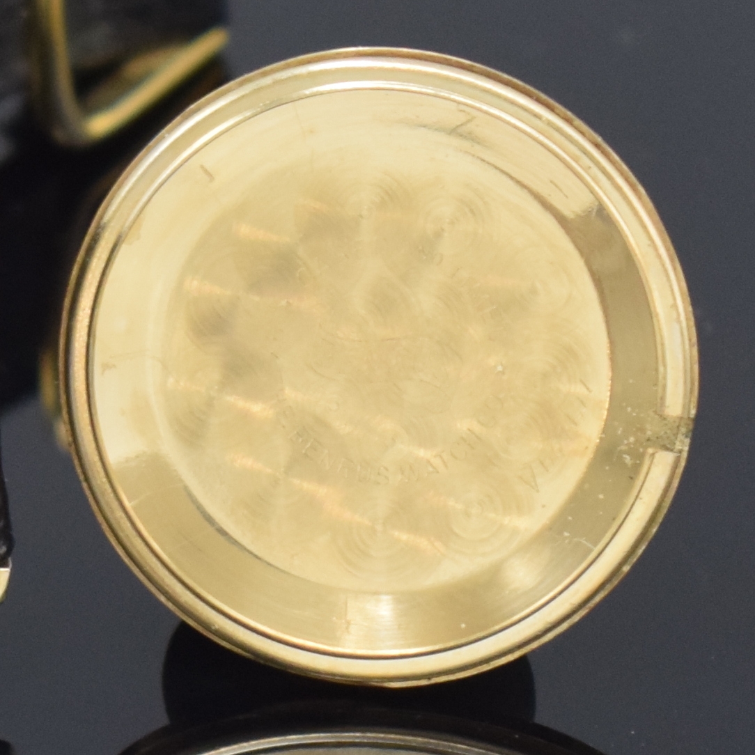 Detail g: BENRUS Armbanduhr in GG 585/000, Handaufzug, Schweiz/USA um 1955, vers. Zifferbl. m. gold. Indizes altersbed. fl., Zeiger m. Diamanten besetzt, rhod. ...