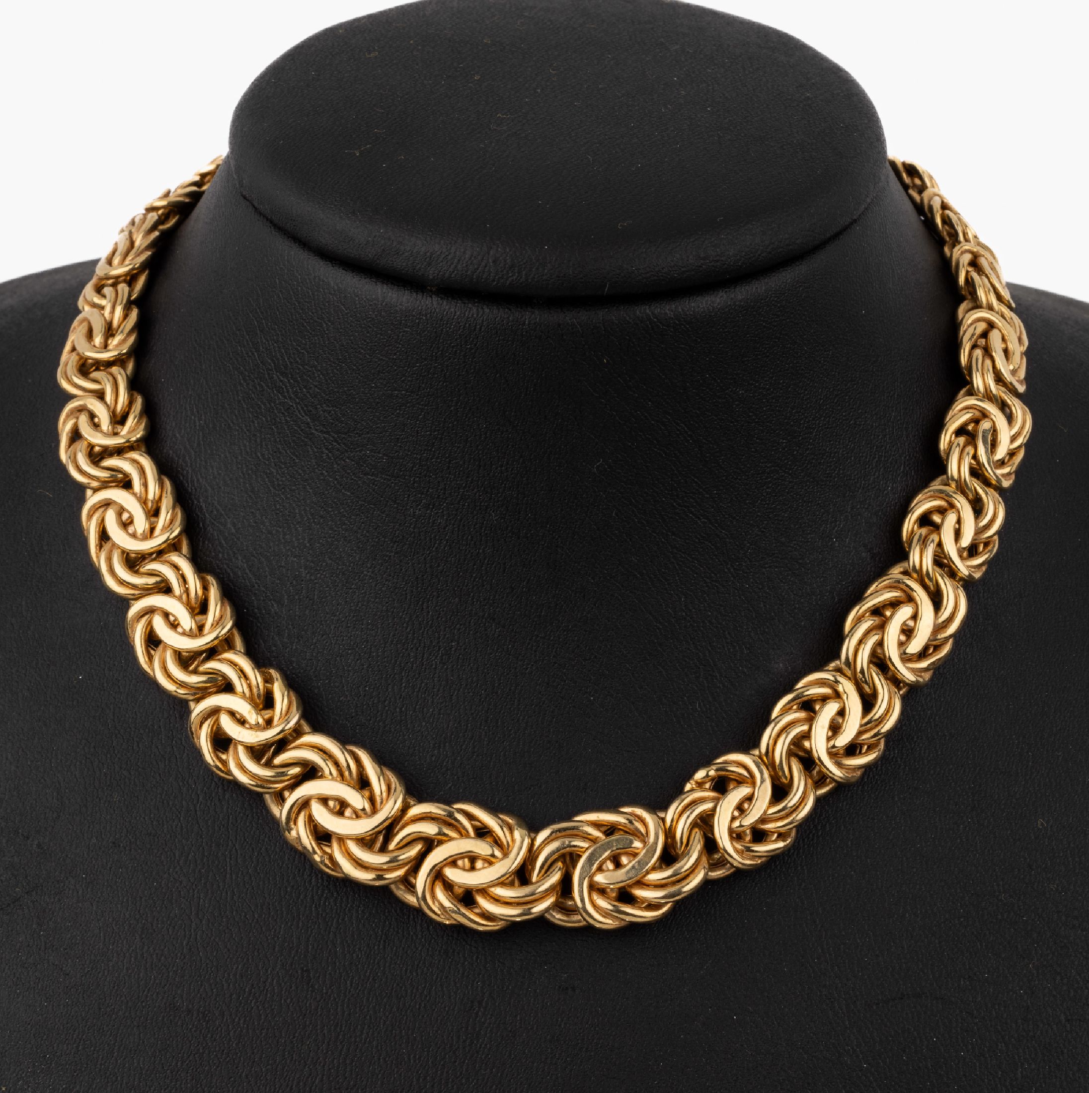 14 kt Gold Collier, GG 585/000, im Verlauf,L. ca. 46 cm, Kastenschloss mit Sicherheitsacht, ca. 45.0 g