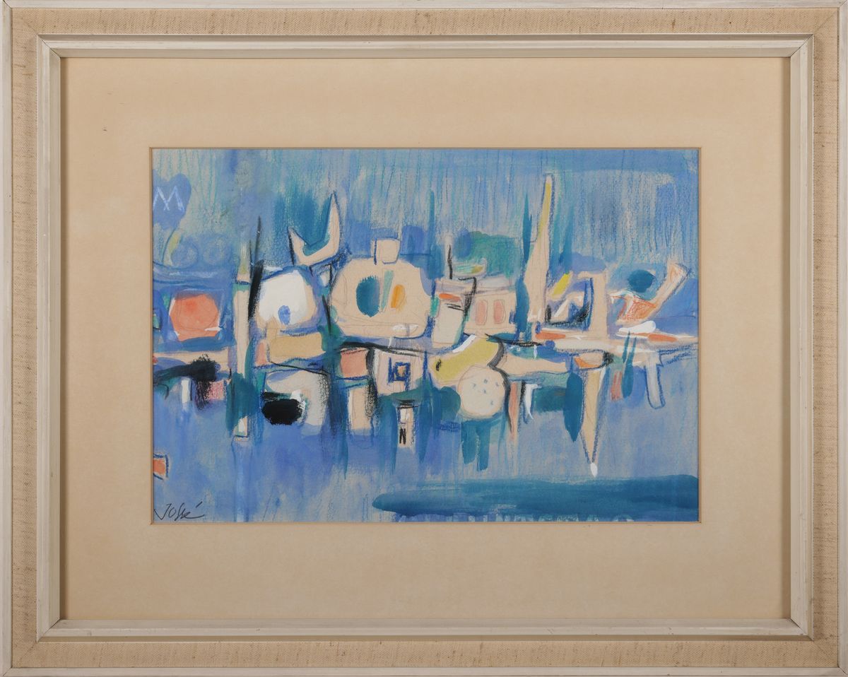 Detail k: Friedrich Jossé, 1897 Wolfstein/Pfalz-1994 Speyer, zwei Werke: Gouache auf Papier, jeweils eine abstrakte Komposition, 1x li. unten sign., ca. ...