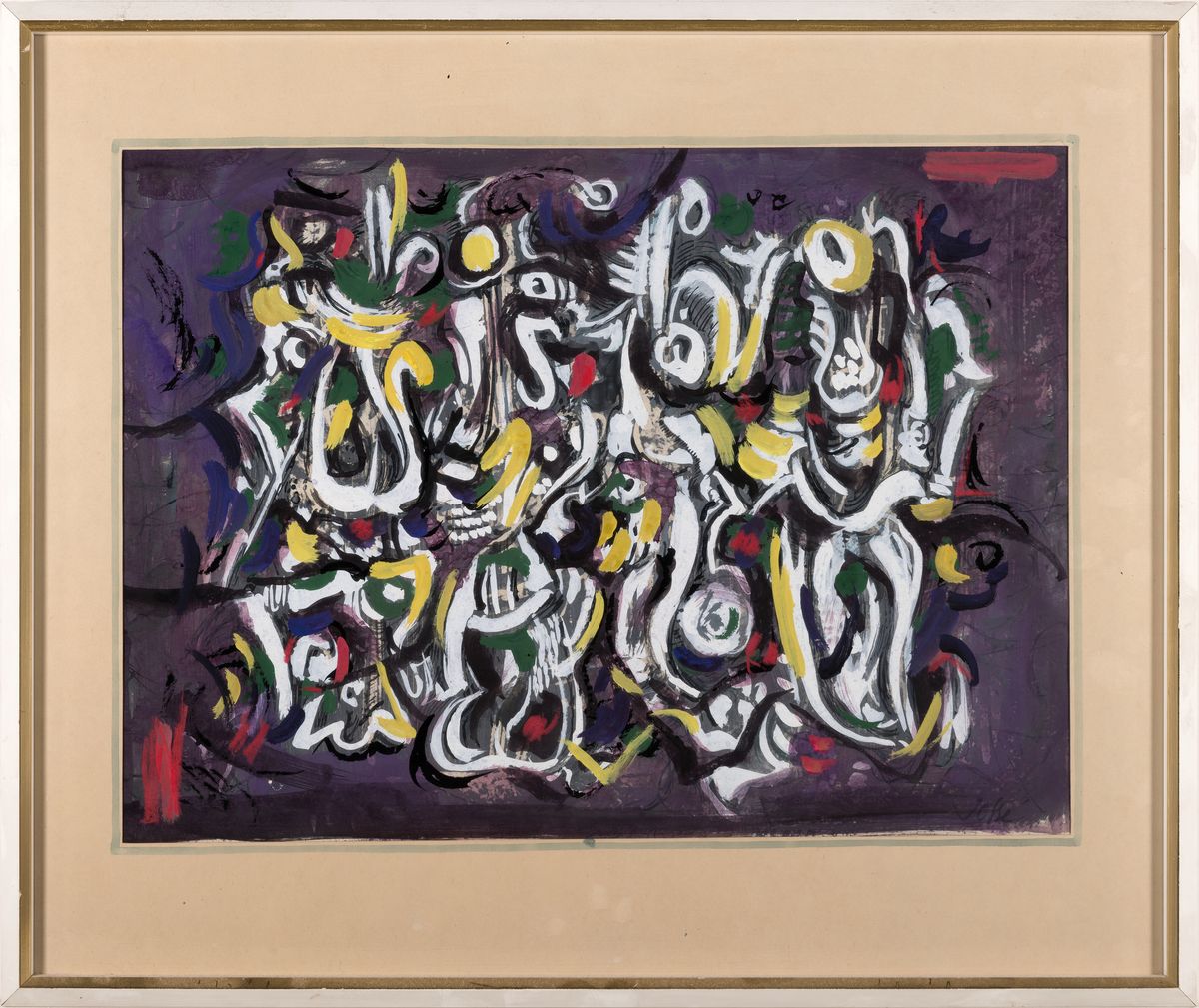 Detail n: Friedrich Jossé, 1897 Wolfstein/Pfalz-1994 Speyer, zwei Werke: Gouache auf Papier, jeweils eine abstrakte Komposition, 1x li. unten sign., ca. ...