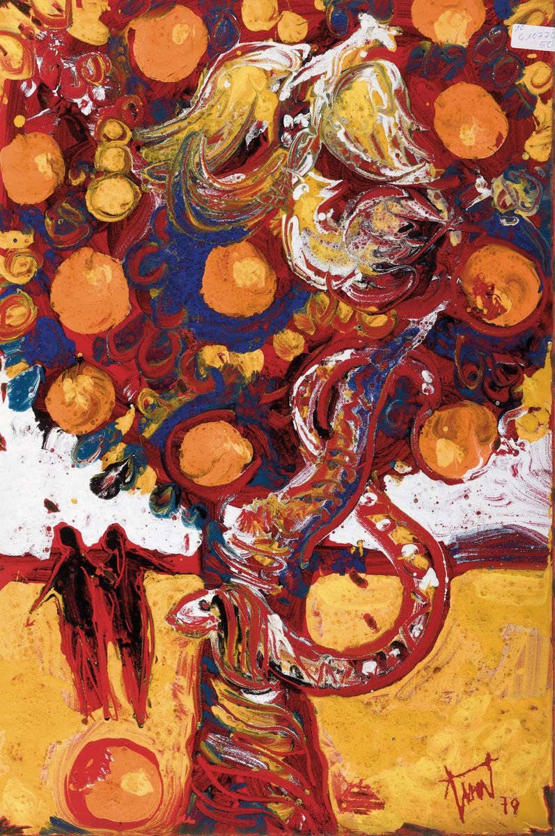 Georg Günther Zeuner, 1923 Dresden-2011 Speyer, 3 polychrome Emailarbeiten/ Metall: 1. Vier Frauenfiguren, sign. u. dat. 83, ca. 60x60cm; 2. Der ...