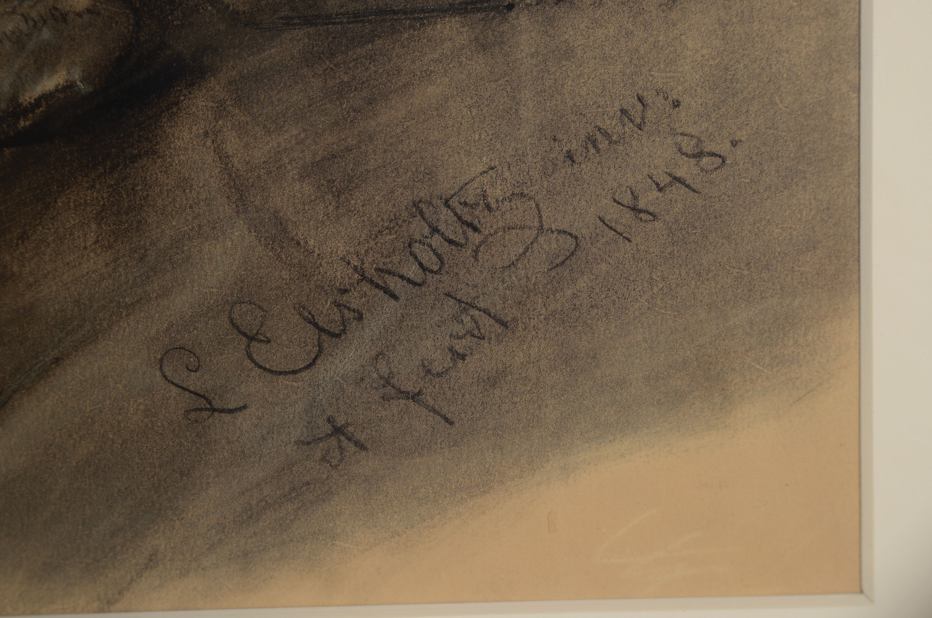 Detail a: Ludwig Elsholtz, 1805-1850 Berlin, liegendes Mädchen mit zwei Kätzchen spielend, lavierte Tuschfederzeichnung mit Deckweiss, re. u. sign. und dat. ...