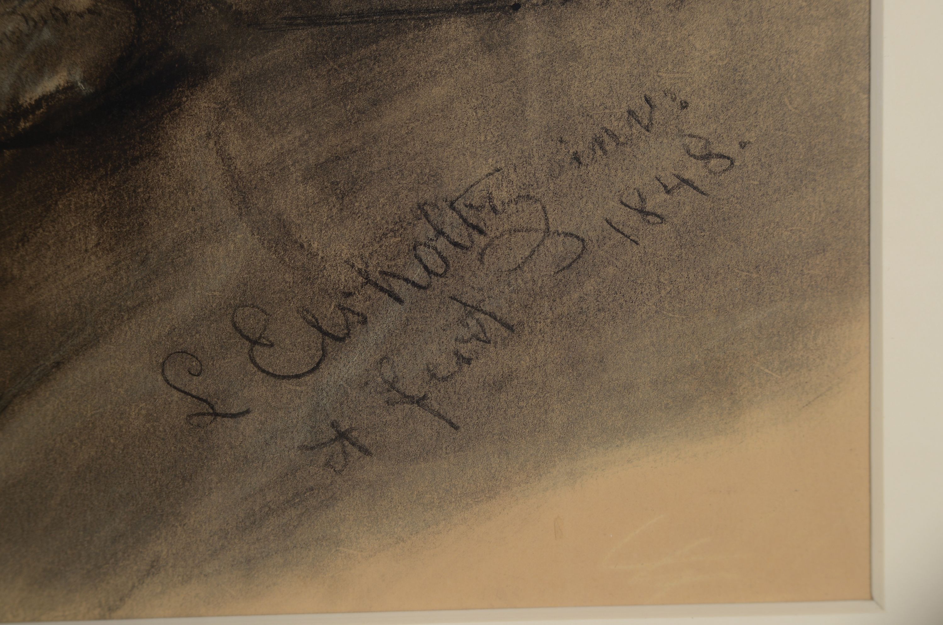 Detail l: Ludwig Elsholtz, 1805-1850 Berlin, liegendes Mädchen mit zwei Kätzchen spielend, lavierte Tuschfederzeichnung mit Deckweiss, re. u. sign. und dat. ...