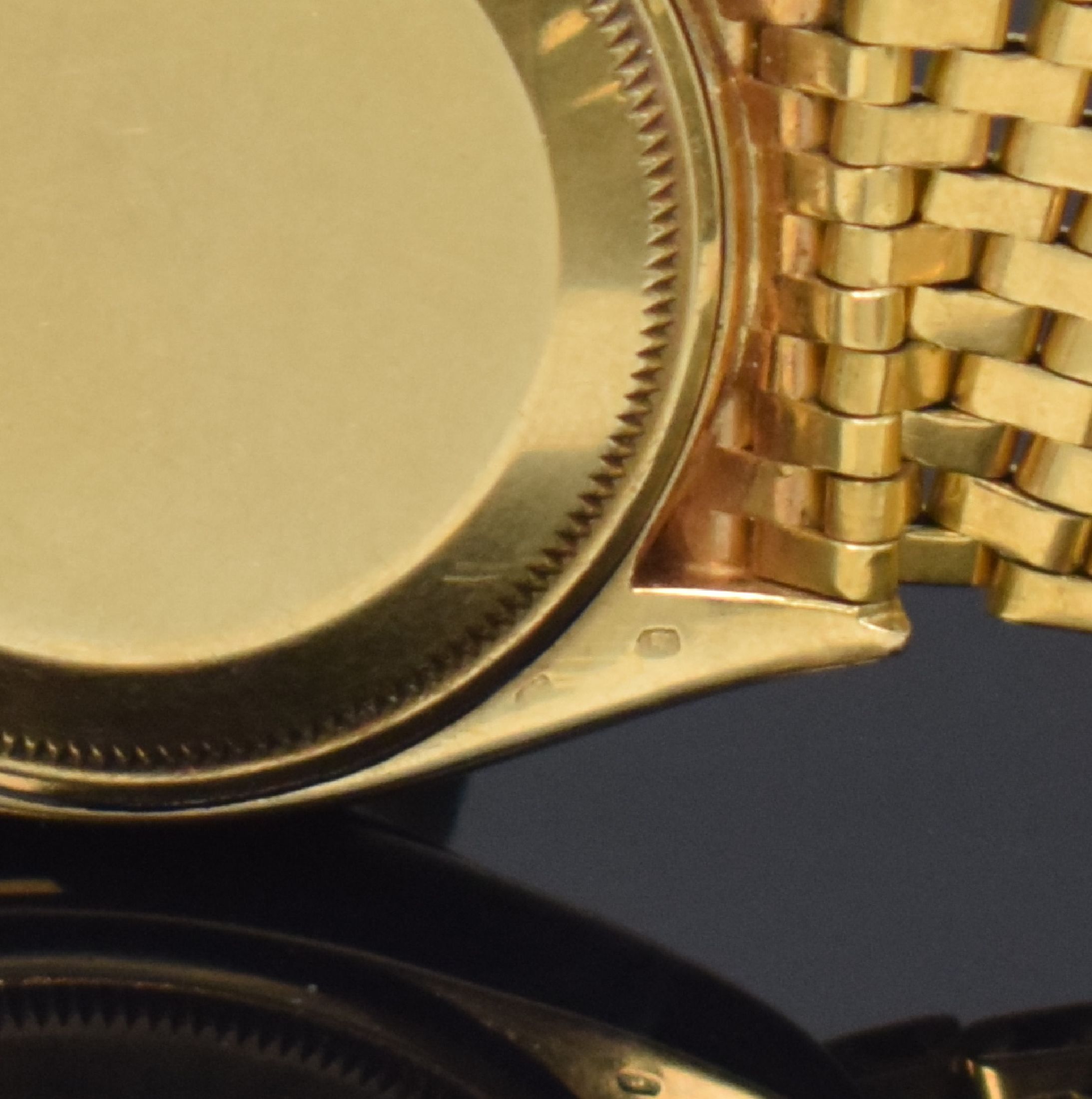 Detail e: ROLEX Zephyr sehr seltene "AMTLICH GEPRÜFTER CHRONOMETER" Herrenarmbanduhr Referenz 6582, Schweiz um 1955, GG 585/000 Geh. an festen ...
