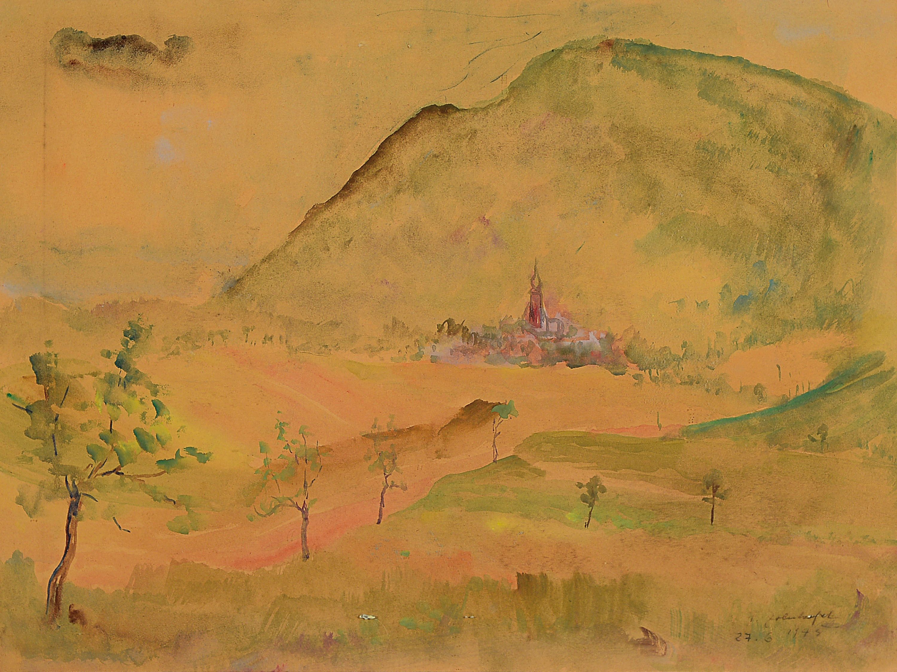 Detail b: Fritz Zolnhofer, 1896 Wolfstein - 1965 Saarbrücken, Studium an der Akademien Stuttgart und München, 2 Aquarelle, pfälzer Landschaften, je ...