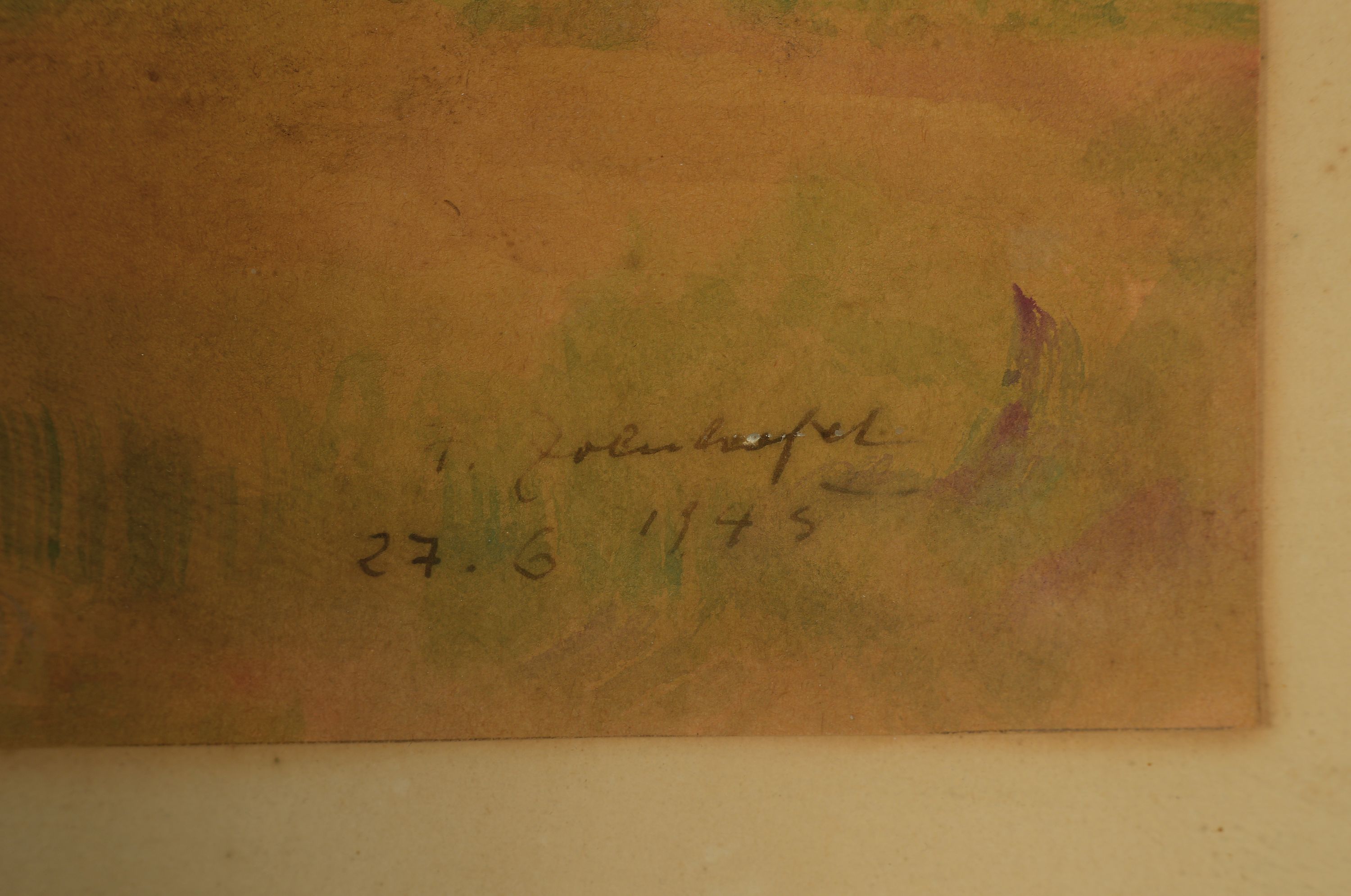 Detail c: Fritz Zolnhofer, 1896 Wolfstein - 1965 Saarbrücken, Studium an der Akademien Stuttgart und München, 2 Aquarelle, pfälzer Landschaften, je ...