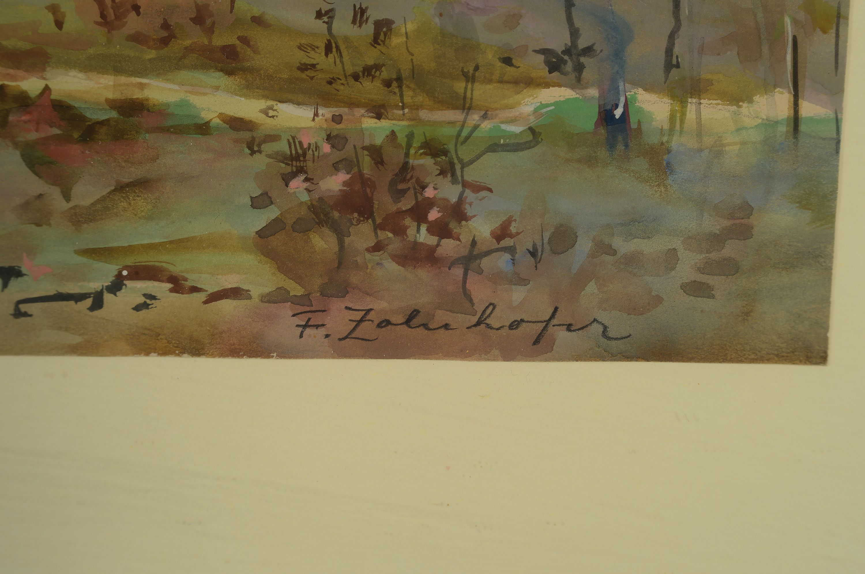 Detail l: Fritz Zolnhofer, 1896 Wolfstein - 1965 Saarbrücken, Studium an der Akademien Stuttgart und München, 2 Aquarelle, pfälzer Landschaften, je ...