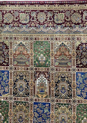 26744974c - Fields of Qum (machine-woven), China, late 20th century, silk, approx. 300 x 195 cm, in need of cleaning, condition: 1-2. Rugs, Carpets & Flatweaves