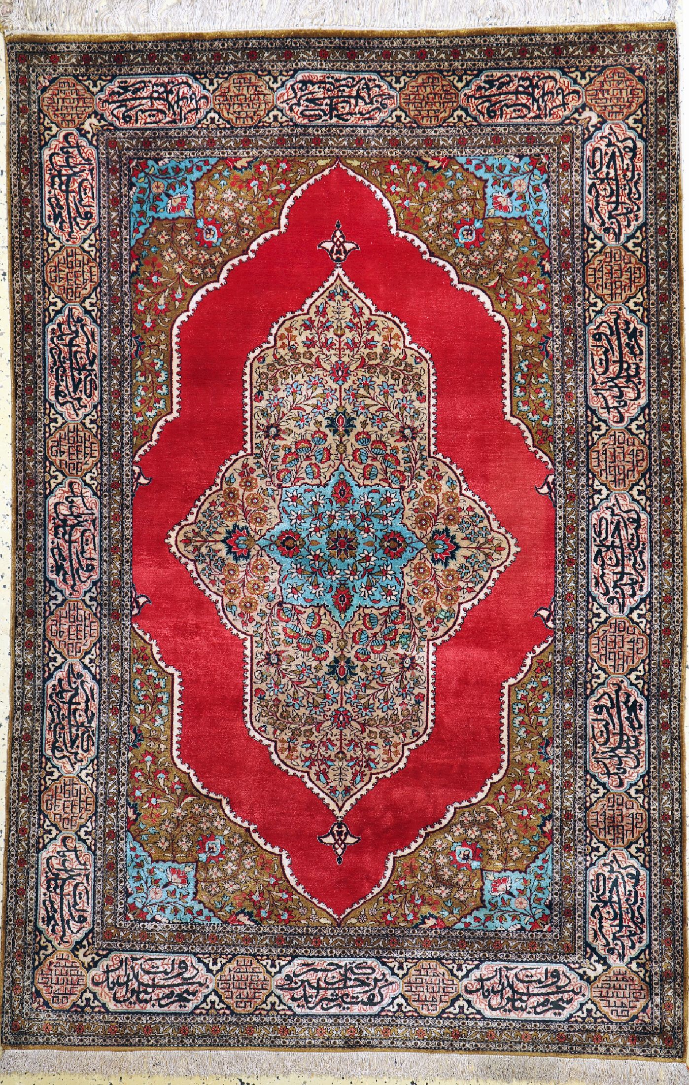 Ghom Seide alt, Persien, um 1950, reine Naturseide, ca. 210 x 140 cm, EHZ: 1-2
