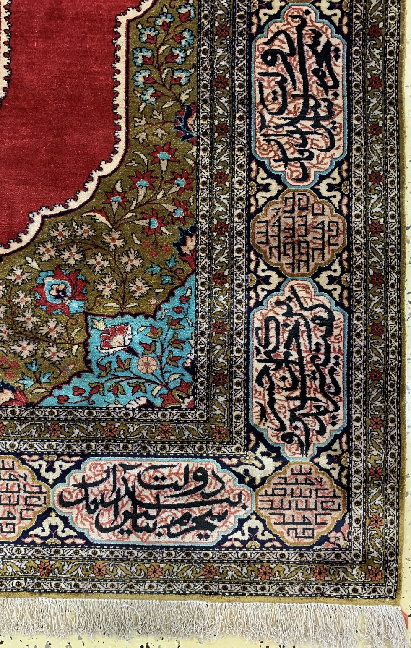 Detail a: Ghom Seide alt, Persien, um 1950, reine Naturseide, ca. 210 x 140 cm, EHZ: 1-2