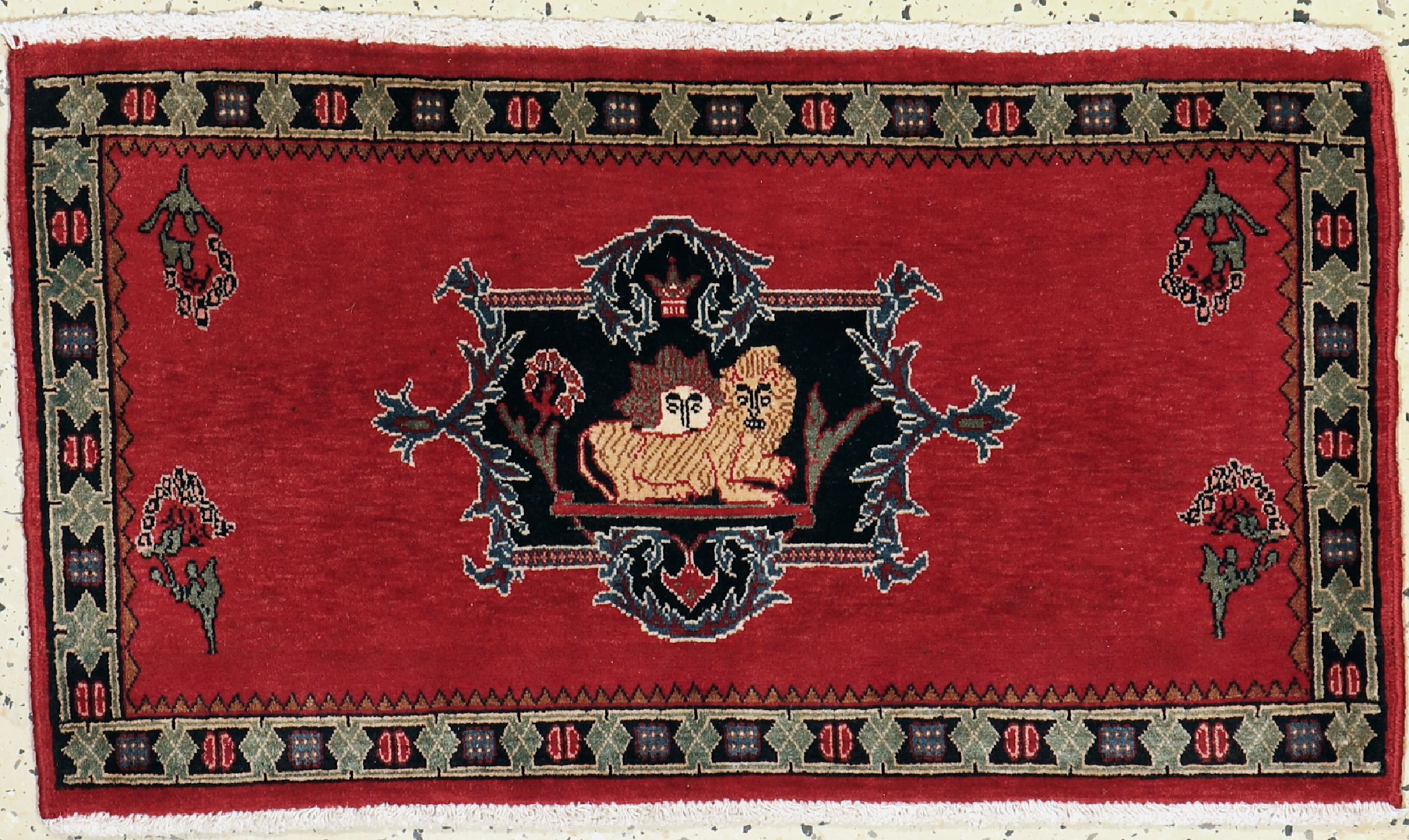 Keschan Kork"Schiro Khorschid", Persien, um 1950, Korkwolle auf Baumwolle, ca. 49 x 87 cm, EHZ: 1-2