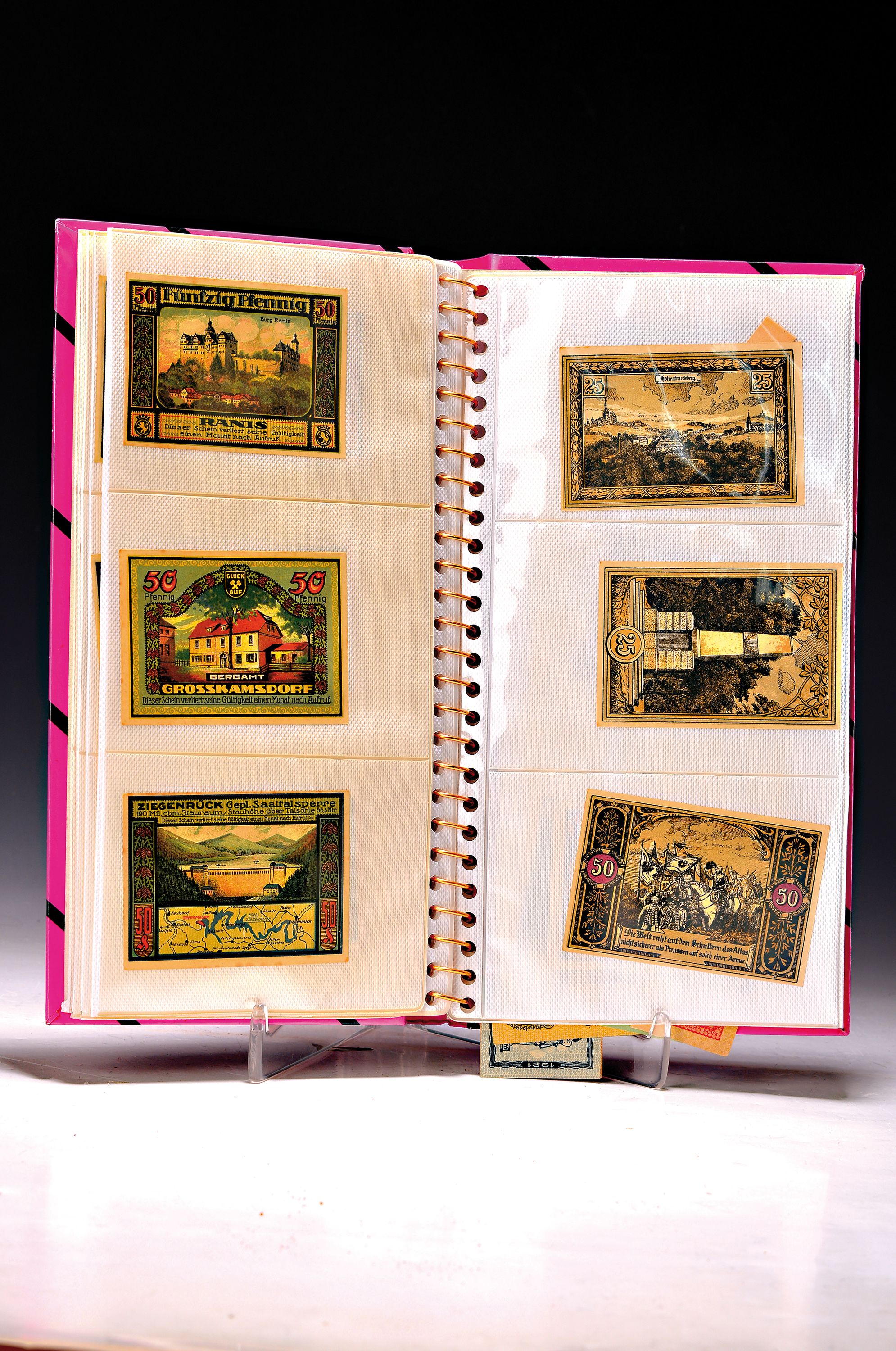 Sammlung aus 250 Notgeld-Scheinen, deutsch, 1920er Jahre, fast alle druckfrisch, teils mit orig. Banderolen, darunter: Köln, Koblenz, Papenburg, ...