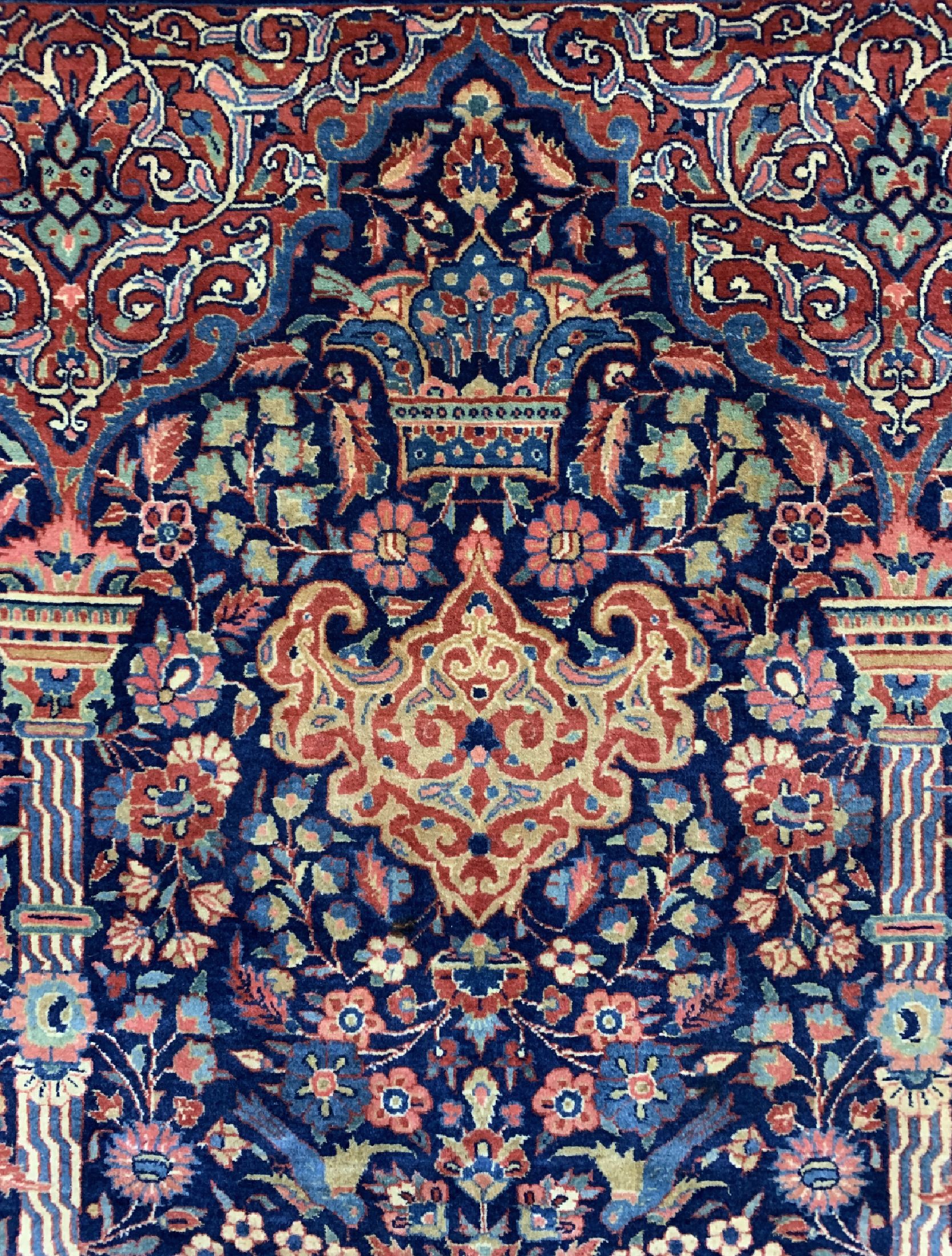 Detail b: Keschan Kork fein Persien, "Königs-Krone", um 1920/1930, Korkwolle auf Baumwolle, ca. 204x 133 cm, EHZ: 1-2