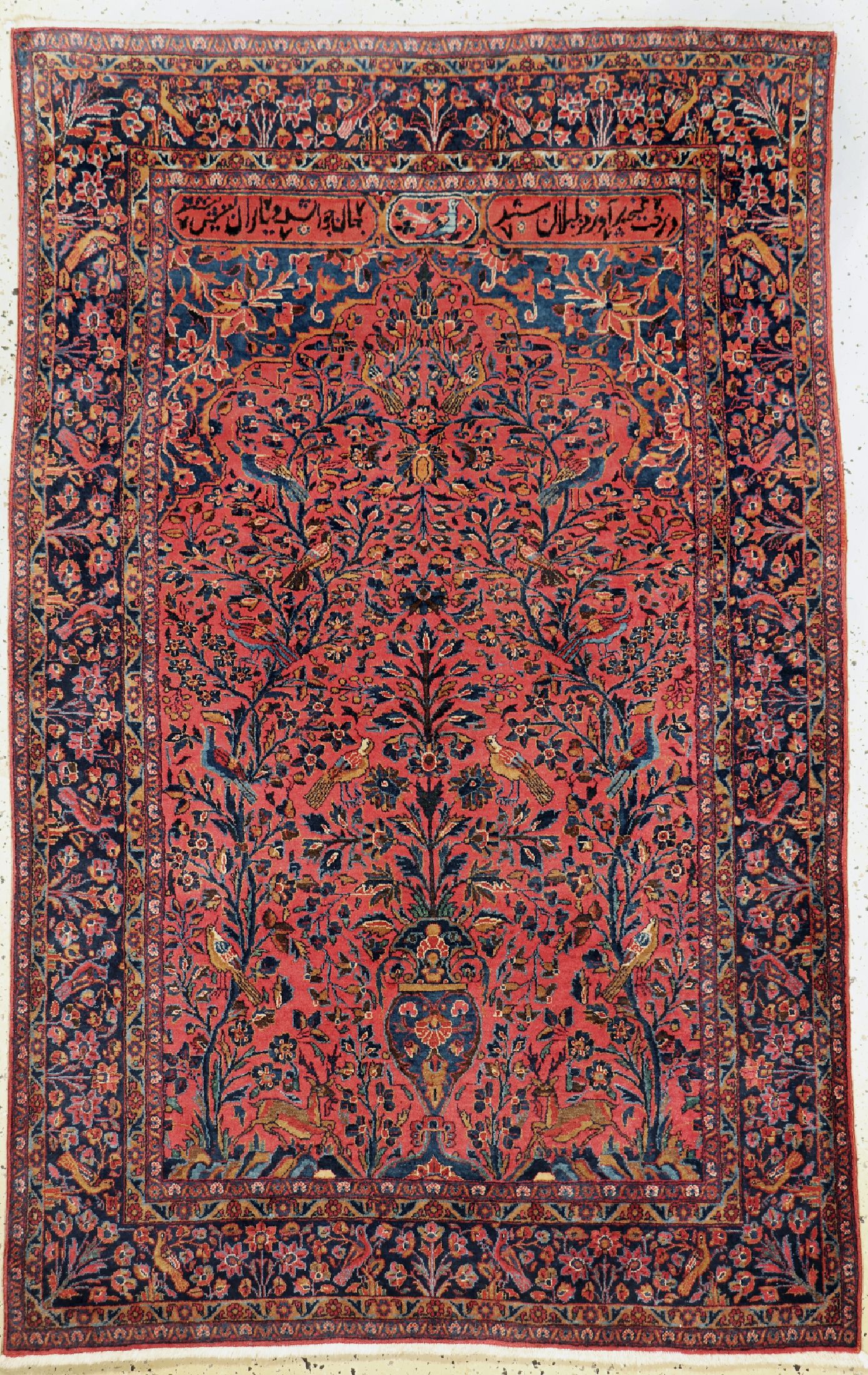 Us Re-Import Keschan antik, Persien, um 1900, Korkwolle auf Baumwolle, ca. 202 x 130 cm, EHZ: 1-2