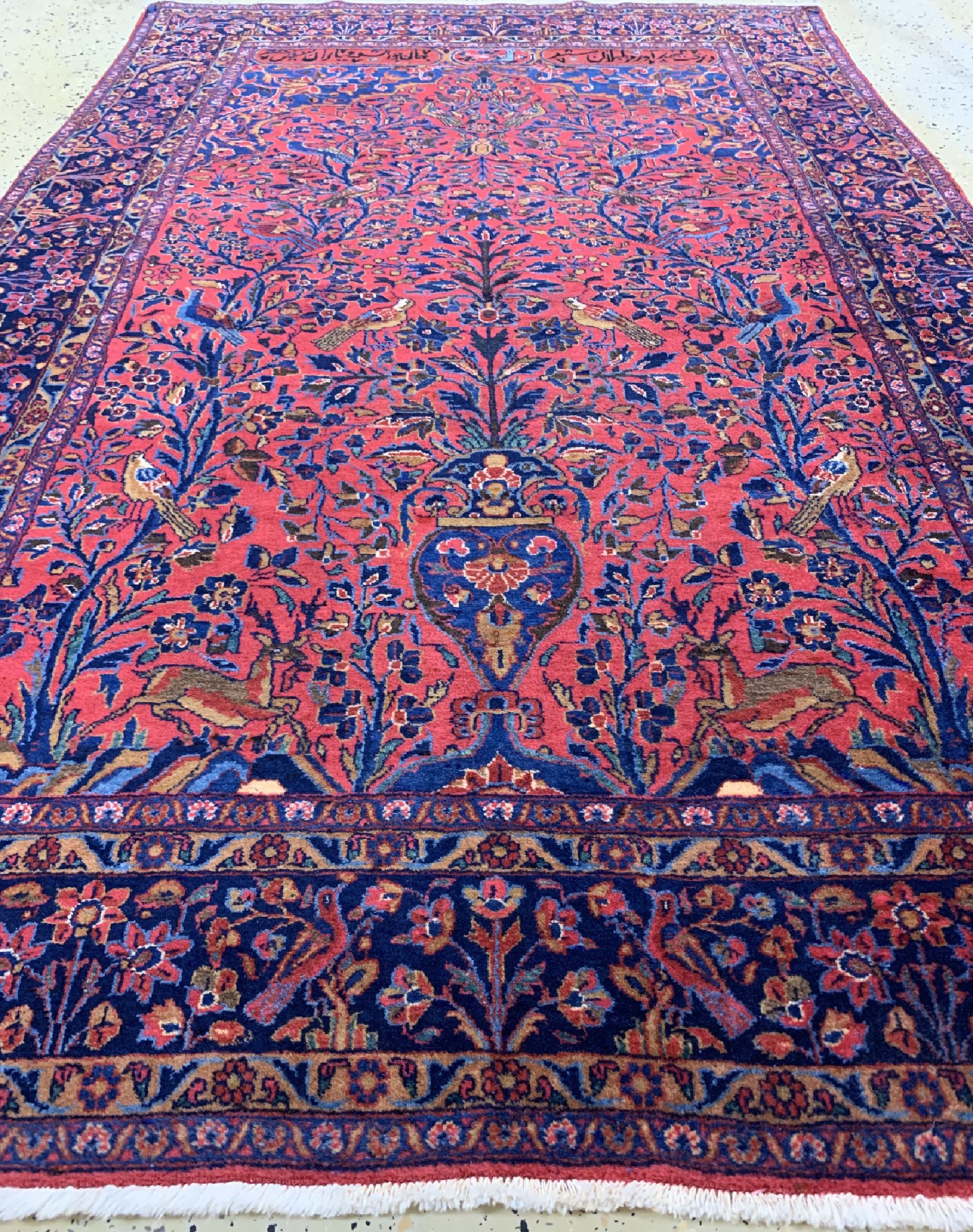 Detail d: Us Re-Import Keschan antik, Persien, um 1900, Korkwolle auf Baumwolle, ca. 202 x 130 cm, EHZ: 1-2
